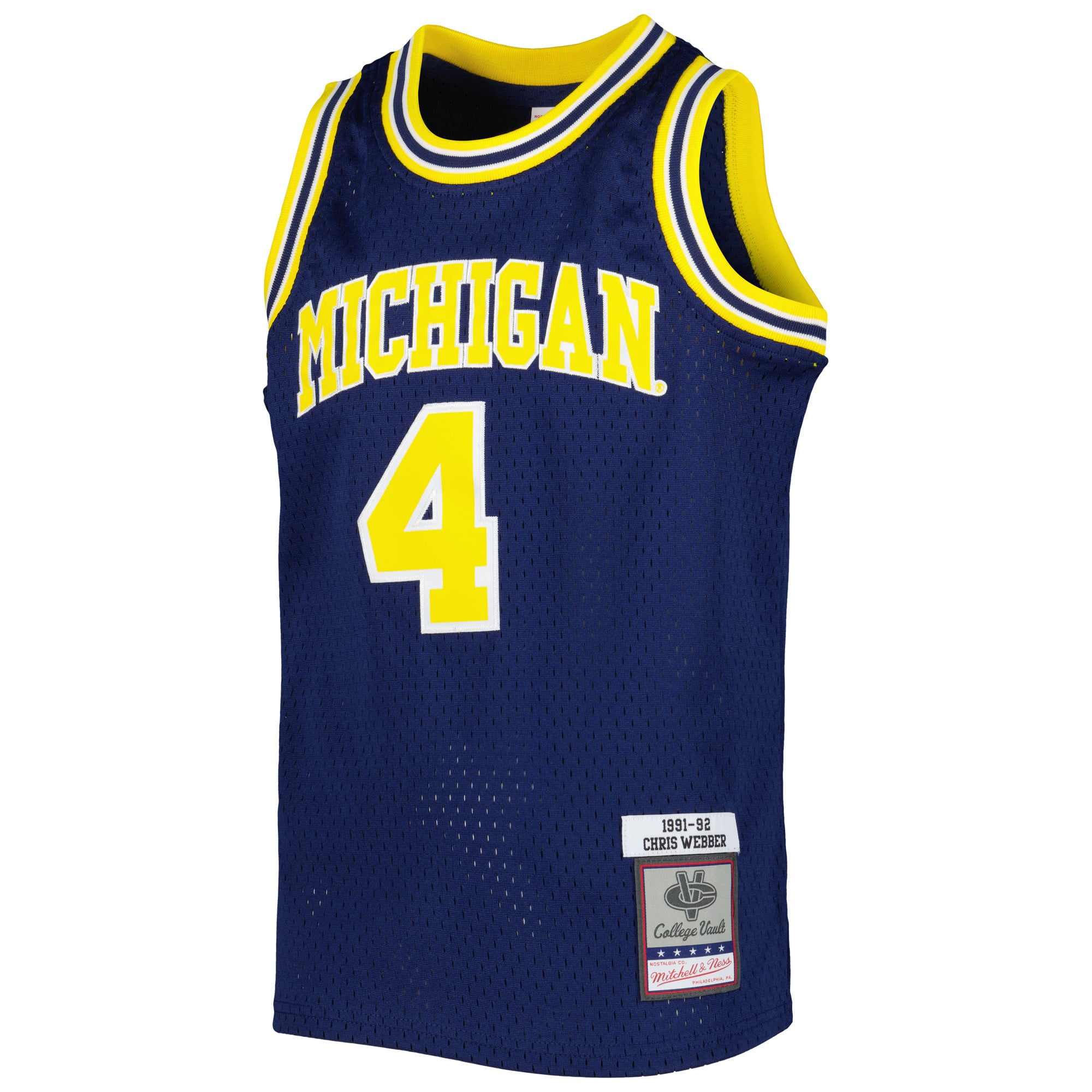 Maillot réplique Swingman Mitchell & Ness Chris Webber bleu marine des Michigan Wolverines pour jeunes