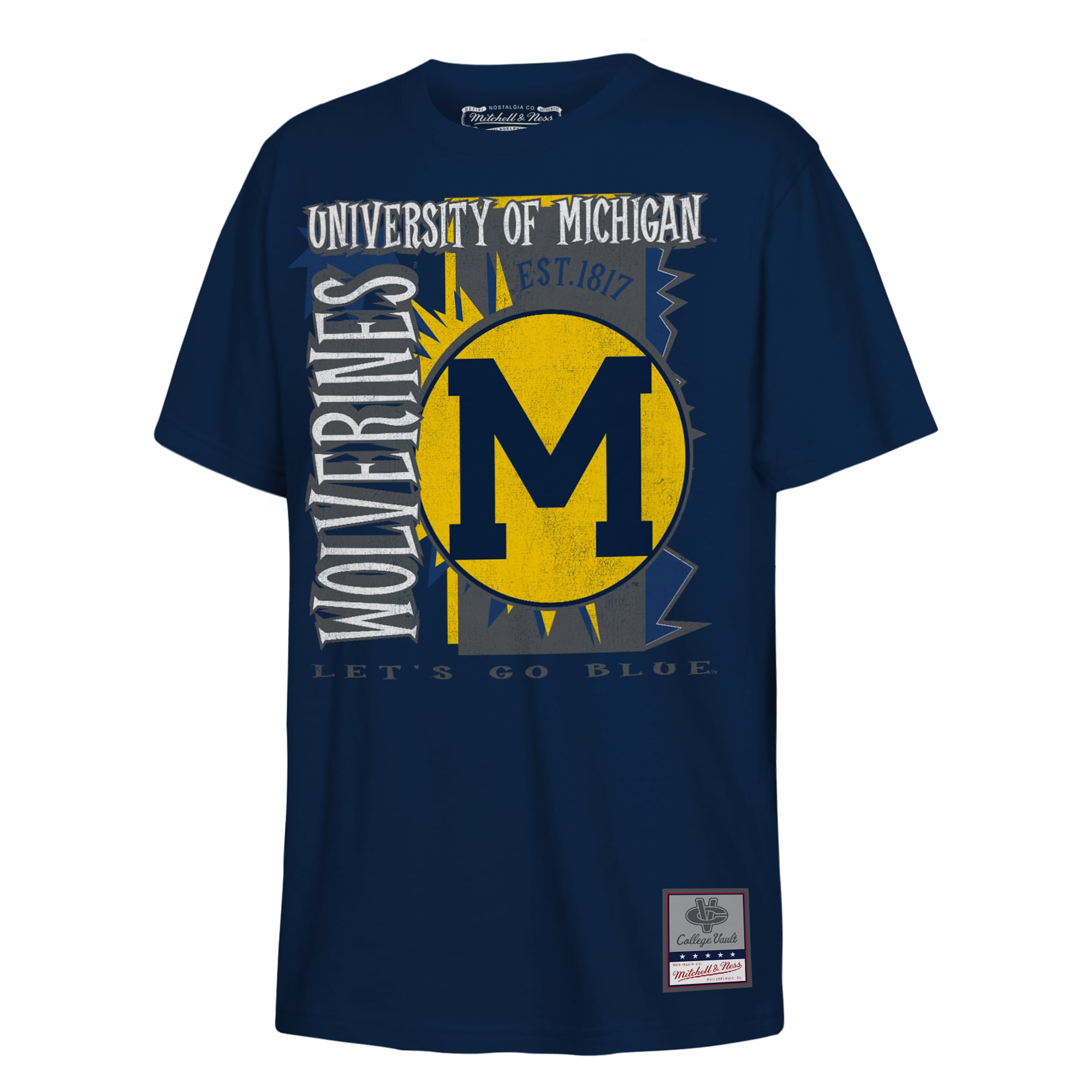 T-shirt Mitchell & Ness bleu marine Michigan Wolverines pour enfant, style rétro années 90