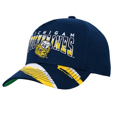 Michigan Wolverines Mitchell & Ness Youth Mascot Streaks Pro Crown Adjustable Hat - Navy
