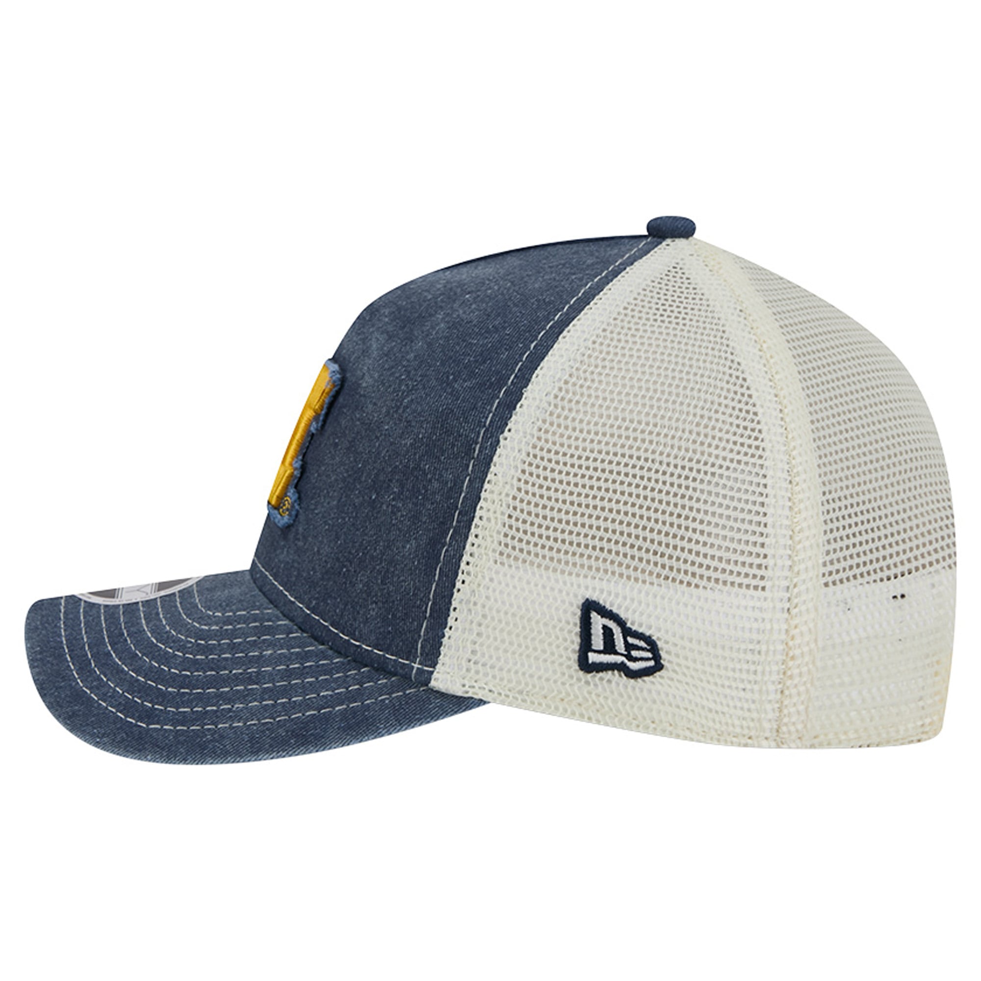 Casquette trucker rétro ajustable New Era 9FORTY A-Frame M-Crown pour jeunes, bleu marine, Michigan Wolverines