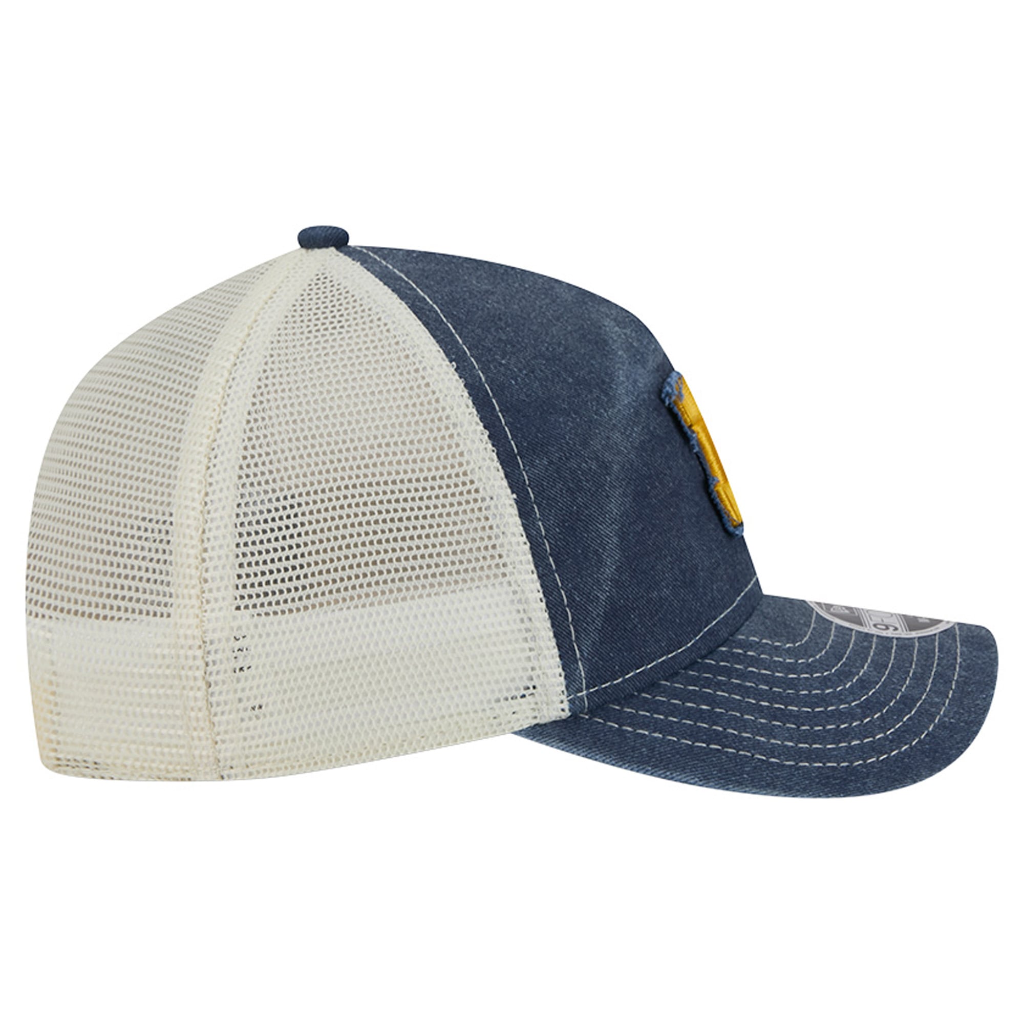 Casquette trucker rétro ajustable New Era 9FORTY A-Frame M-Crown pour jeunes, bleu marine, Michigan Wolverines