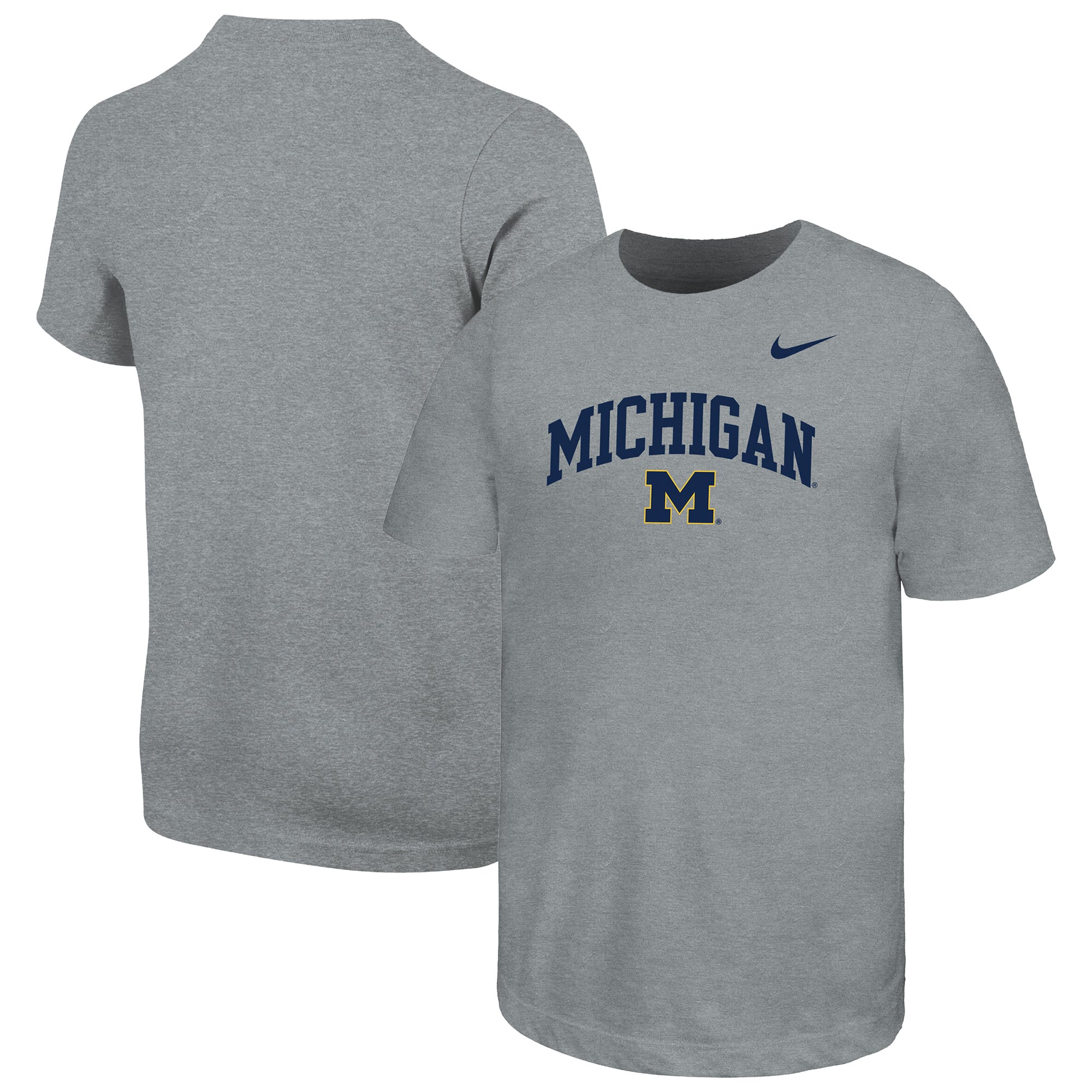 Youth Nike  Gray Michigan Wolverines Arched Name Drop T-Shirt
