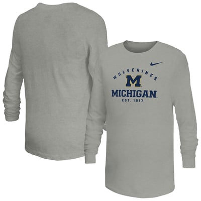  Michigan Wolverines Nike Youth Legend Dri-FIT Long Sleeve T-Shirt - Gray