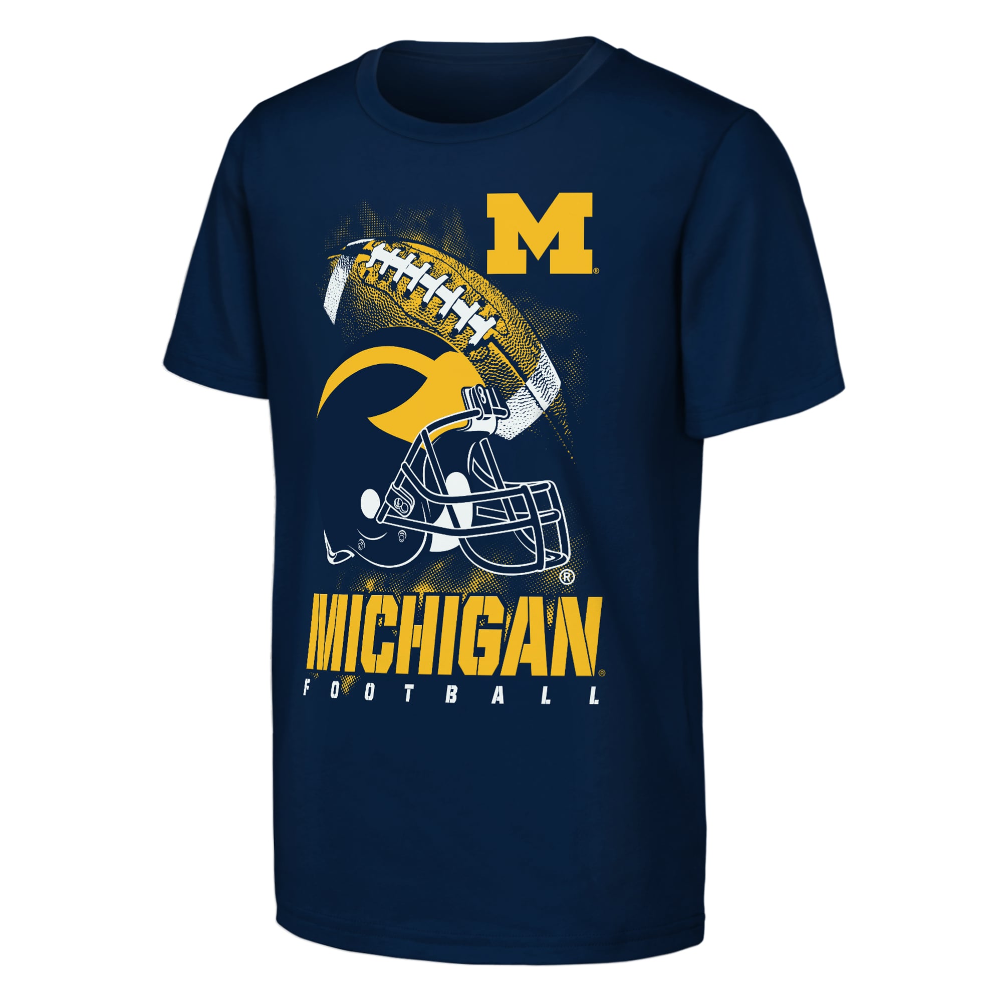 Youth Outerstuff  Navy Michigan Wolverines For the Glory Football Helmet T-Shirt