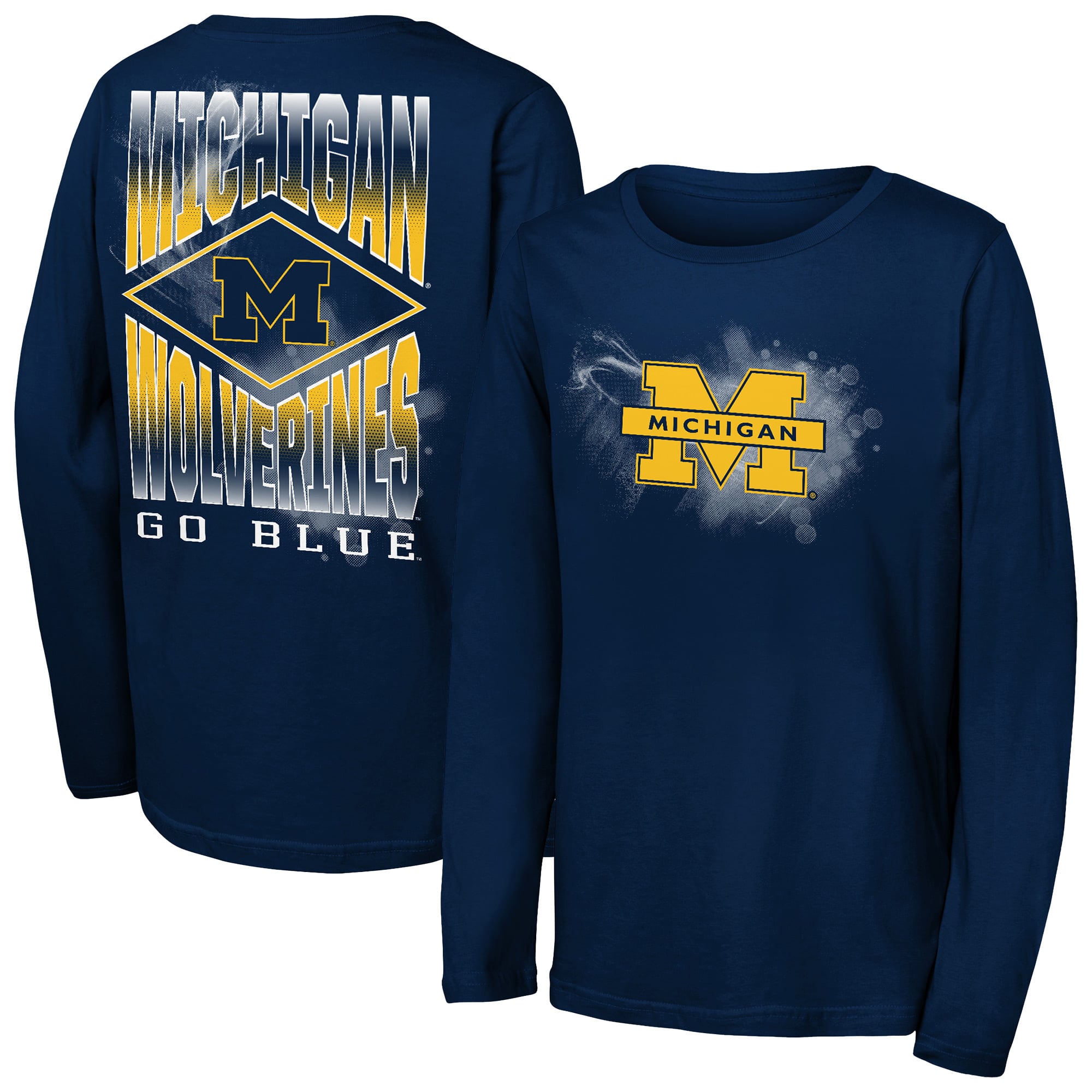 T-shirt à manches longues Youth Outerstuff Navy Michigan Wolverines Full Steam