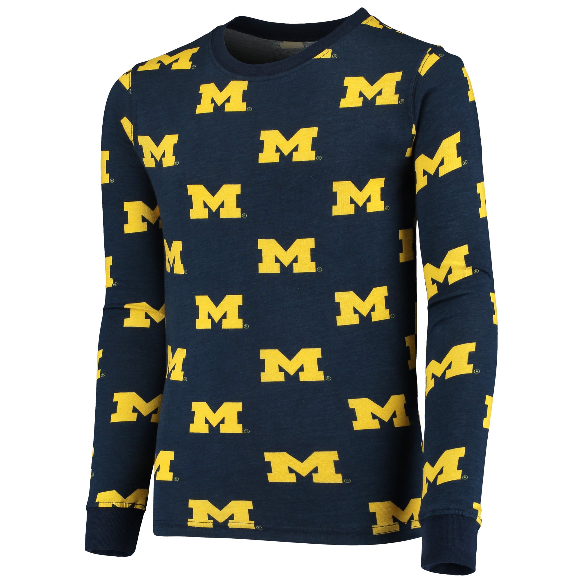 Youth Wes & Willy Navy Michigan Wolverines All Over Print Long