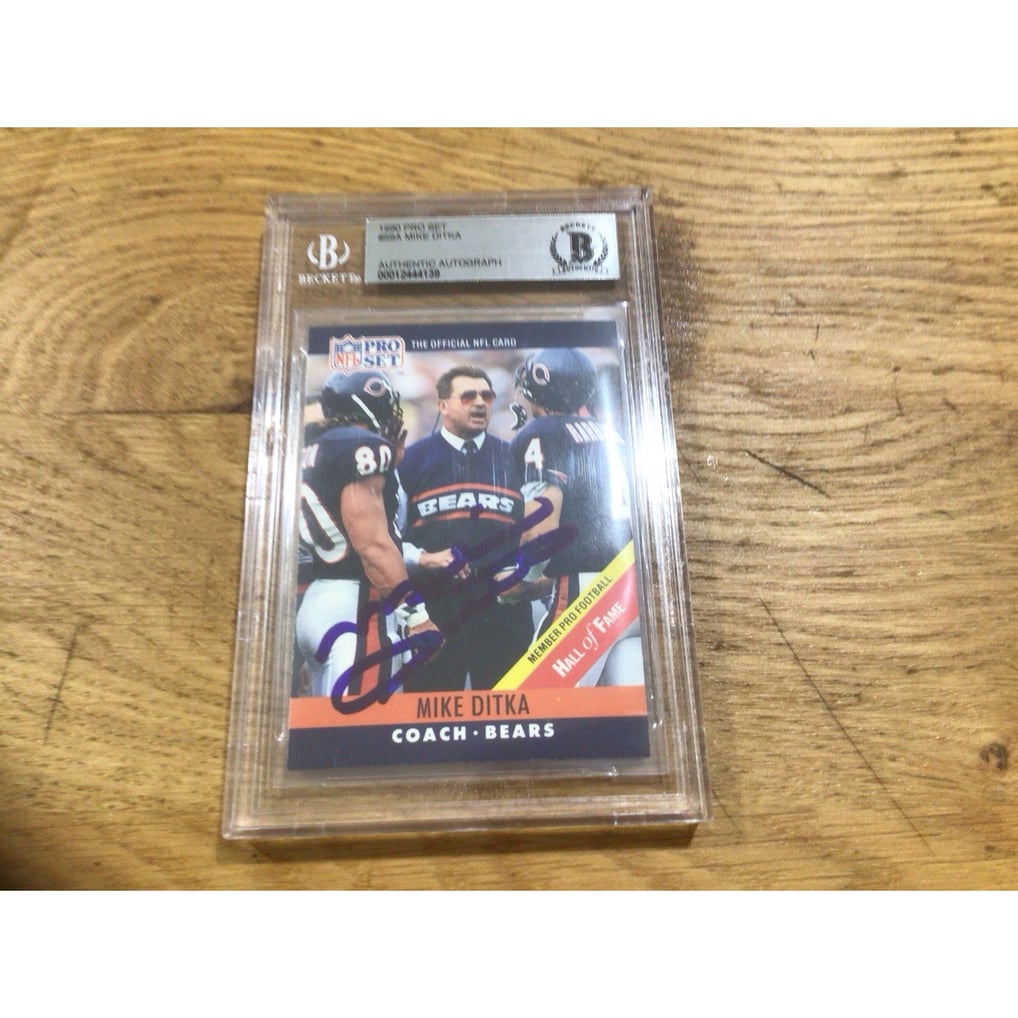 Mike Ditka Signed 1990 Pro Set Card #59 Chicago Bears Beckett COA ...