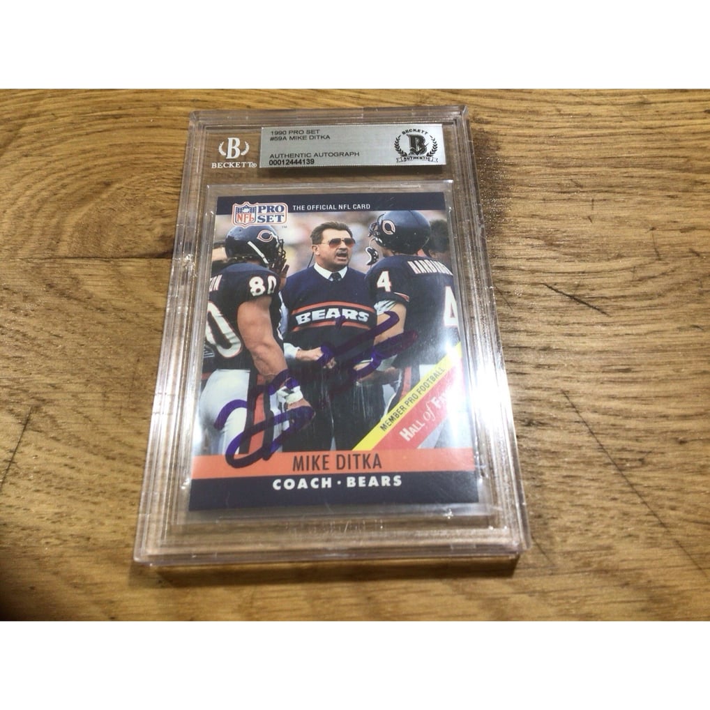 Mike Ditka Signed 1990 Pro Set Card #59 Chicago Bears Beckett COA ...