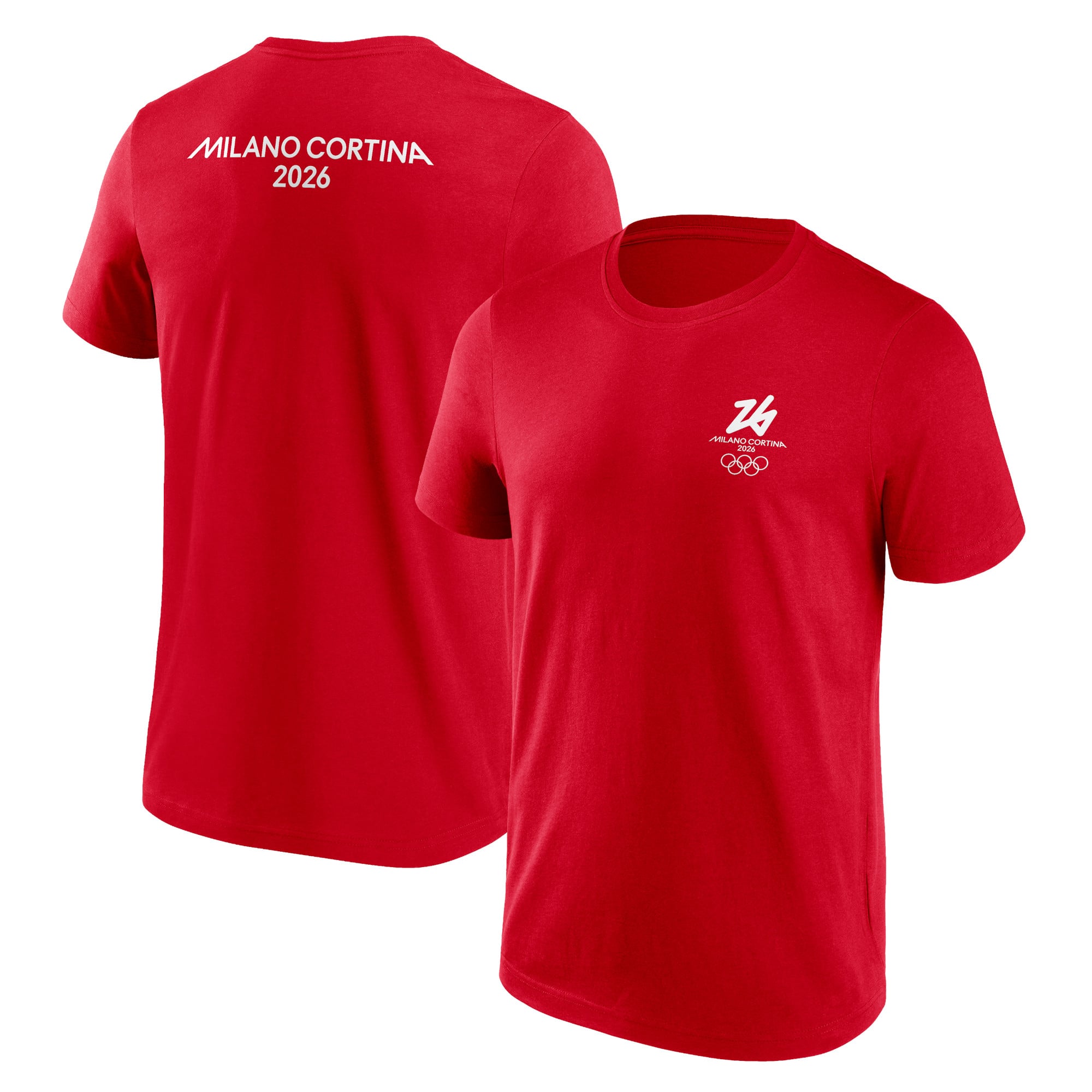 Milano Cortina 2026 Olympics Front & Back Logo Graphic T-Shirt - Red