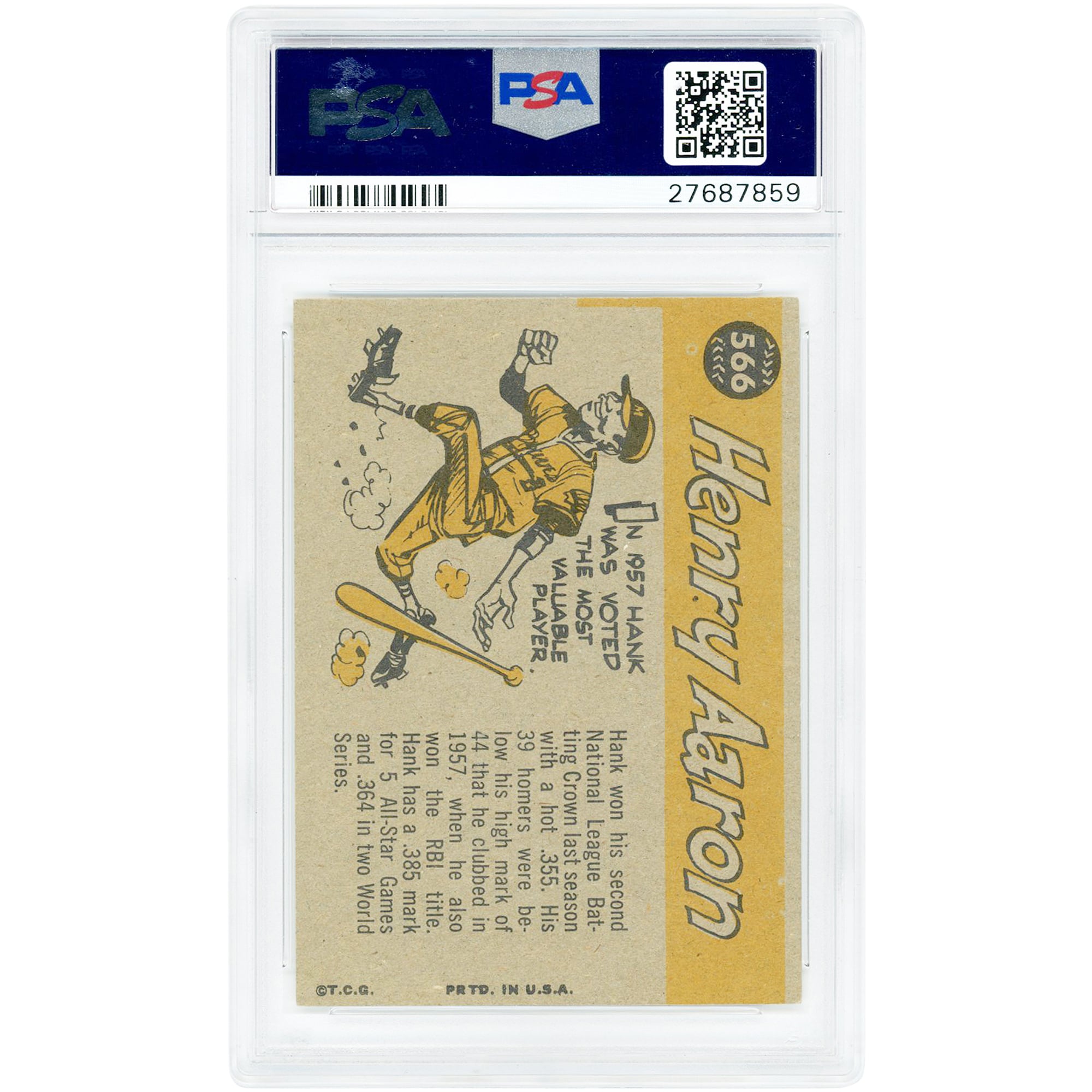 Hank Aaron Milwaukee Braves 1960 Topps #566 PSA Authenticated 8 Card