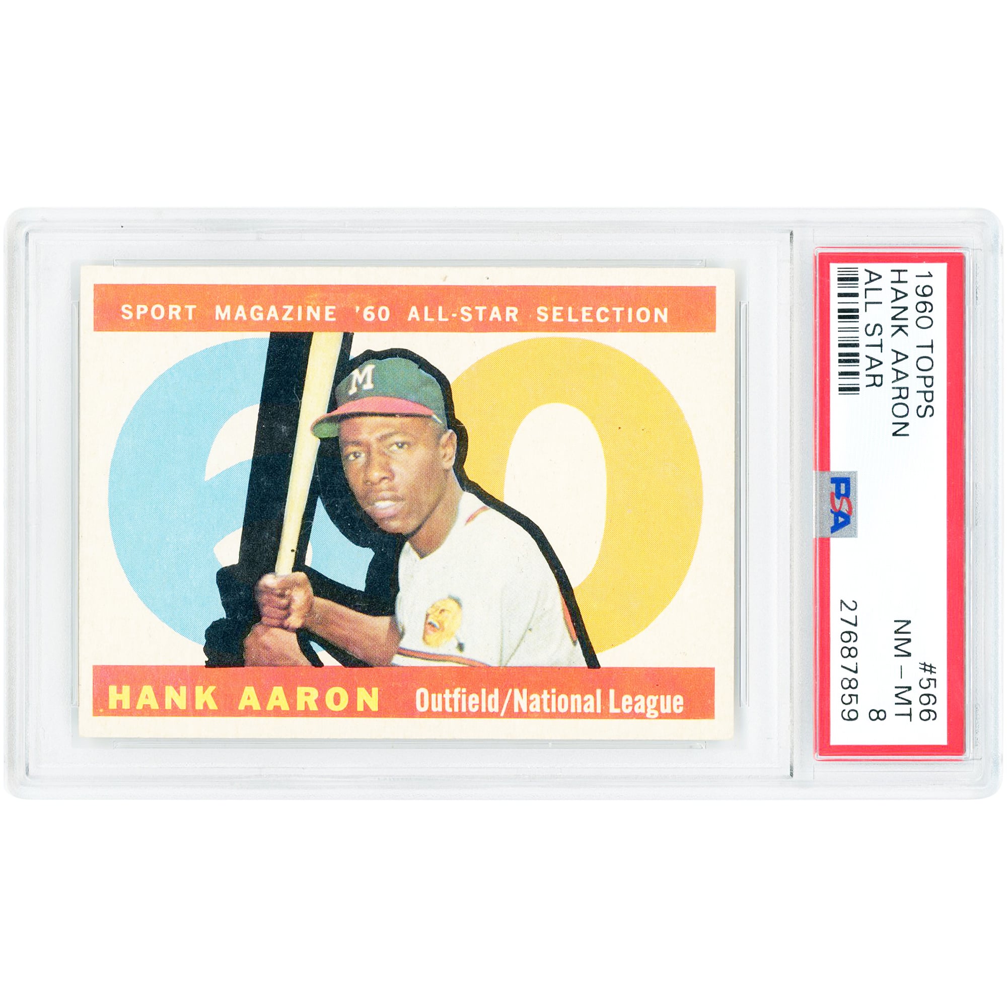 Hank Aaron Milwaukee Braves 1960 Topps #566 PSA Authenticated 8 Card