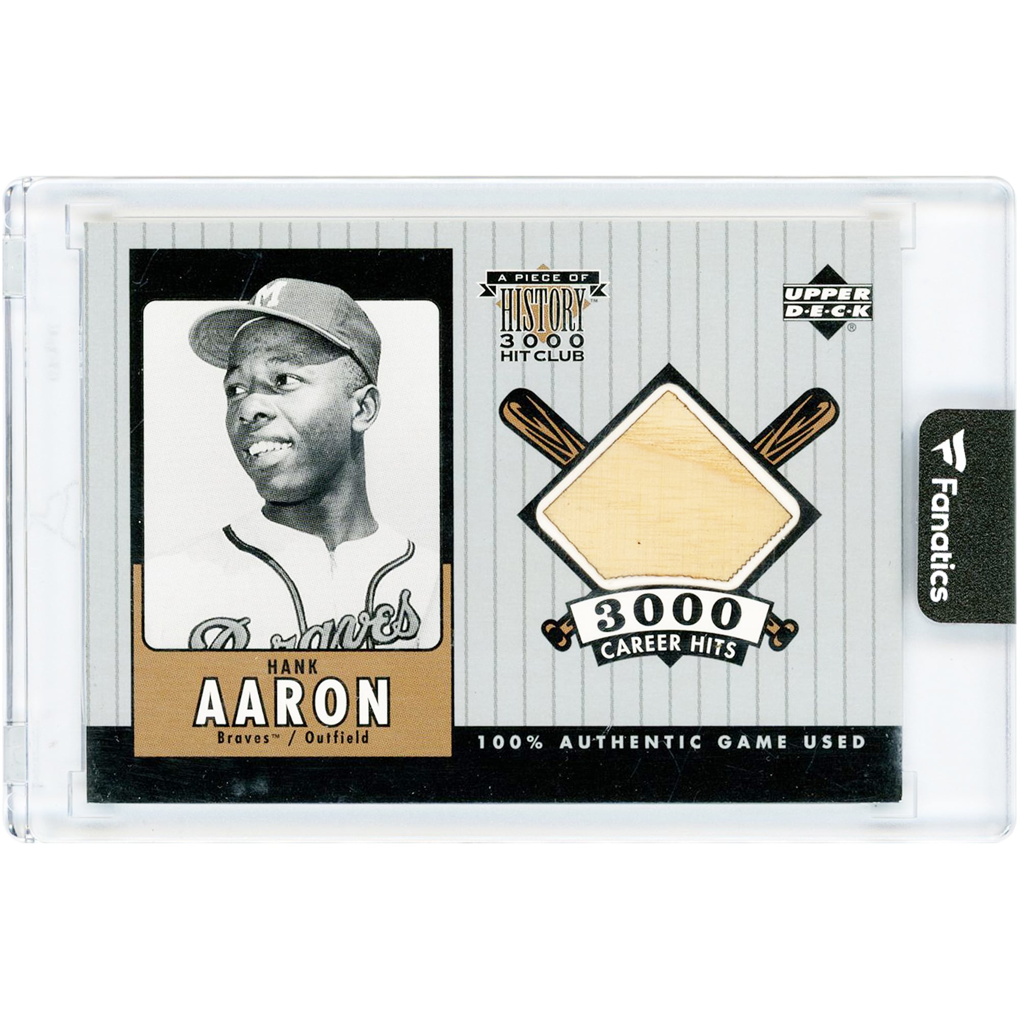 Carte Hank Aaron Milwaukee Braves 2000 Upper Deck A Piece Of History 3000 Hit Club Game Used Relic #HA-B