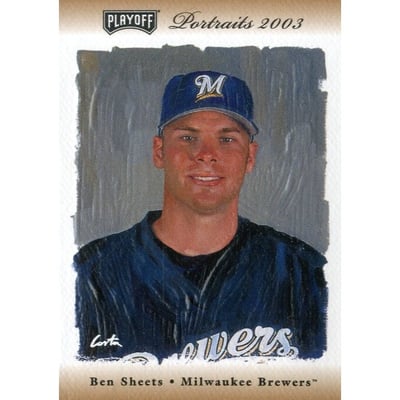 2003 Playoff Portraits Materials Combo Bronze #103 Ben Sheets Bat-Jsy