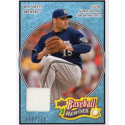 2008 Upper Deck Heroes Jersey Light Blue #98 Ben Sheets