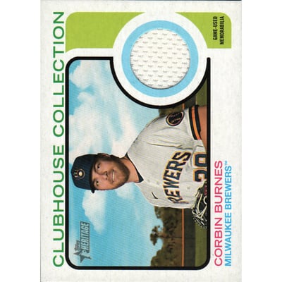 2022 Topps Heritage Clubhouse Collection Relics #CCRCB Corbin Burnes HN
