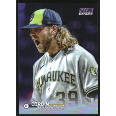 2023 Stadium Club Chrome Inserts Purple Refractors #120 Corbin Burnes