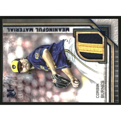 2023 Topps Museum Collection Meaningful Material Relics Sapphire #MMRCBU Corbin Burnes