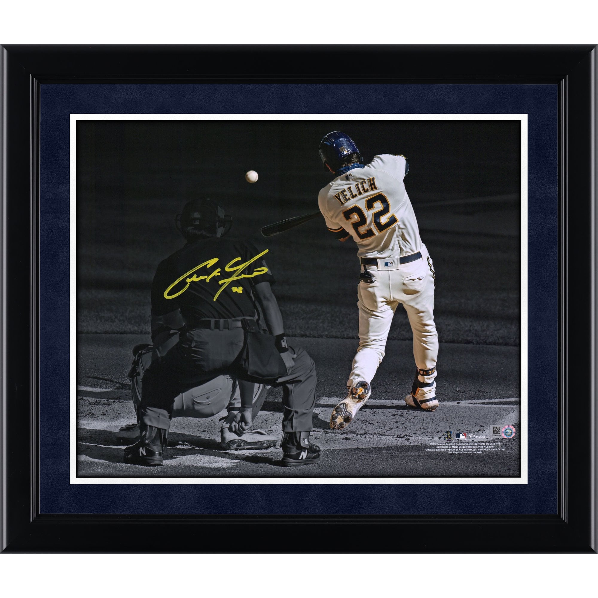 Photographie autographiée de Christian Yelich des Milwaukee Brewers