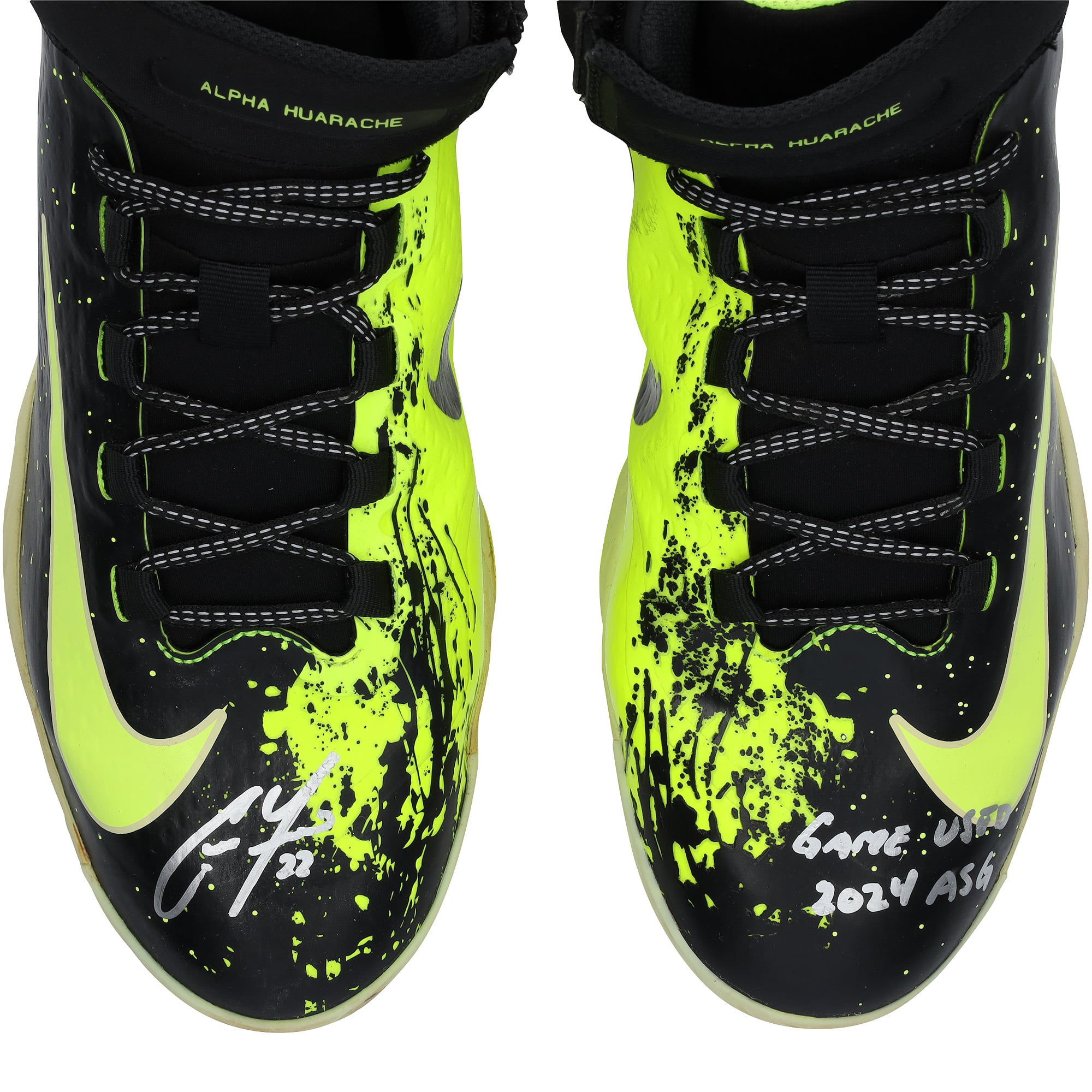 Christian Yelich Milwaukee Brewers Autographed Game-Used Black/Green Nike Cleats from the 2024 MLB All-Star Game with "Game Used 2024 ASG" Inscription