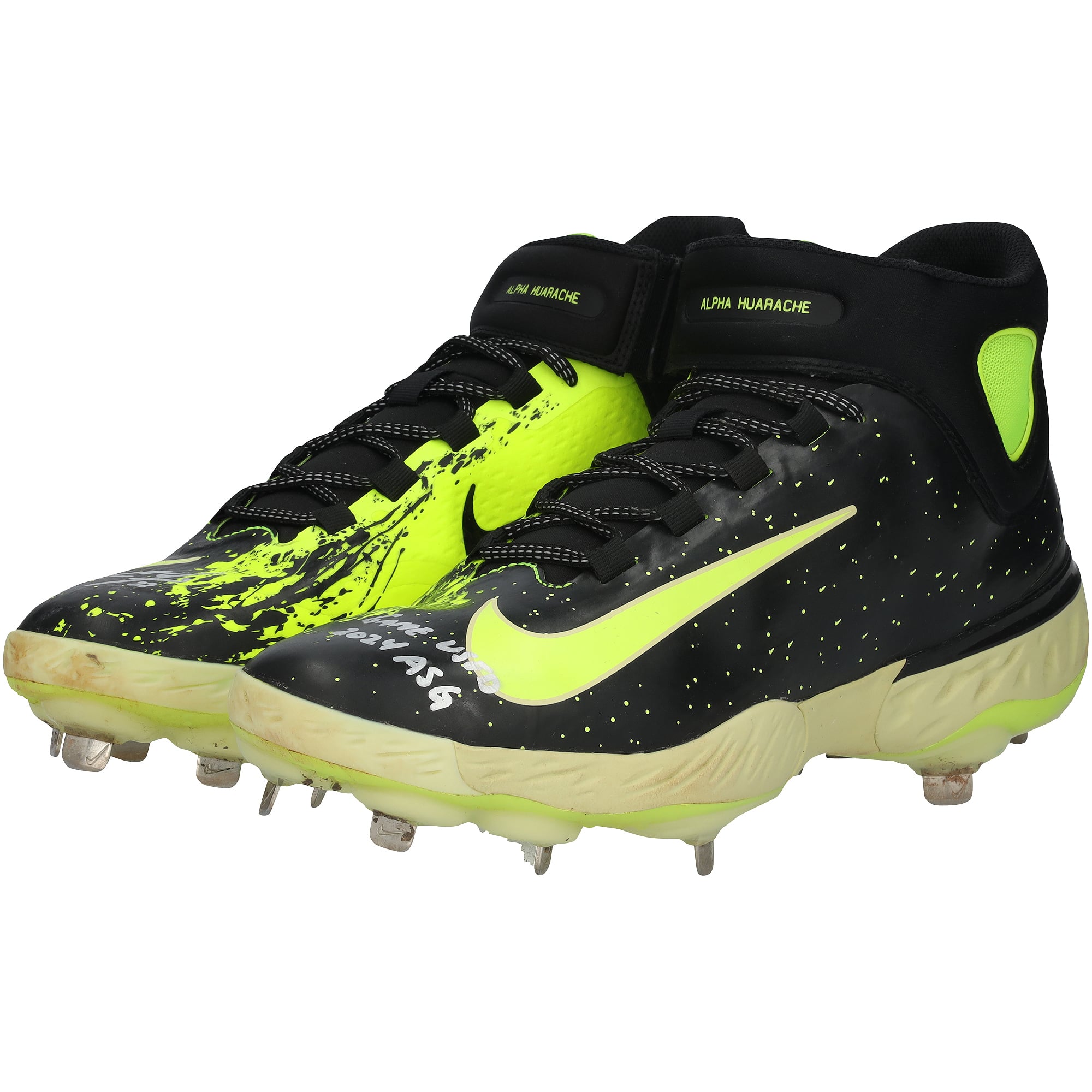 Christian Yelich Milwaukee Brewers Autographed Game-Used Black/Green Nike Cleats from the 2024 MLB All-Star Game with "Game Used 2024 ASG" Inscription