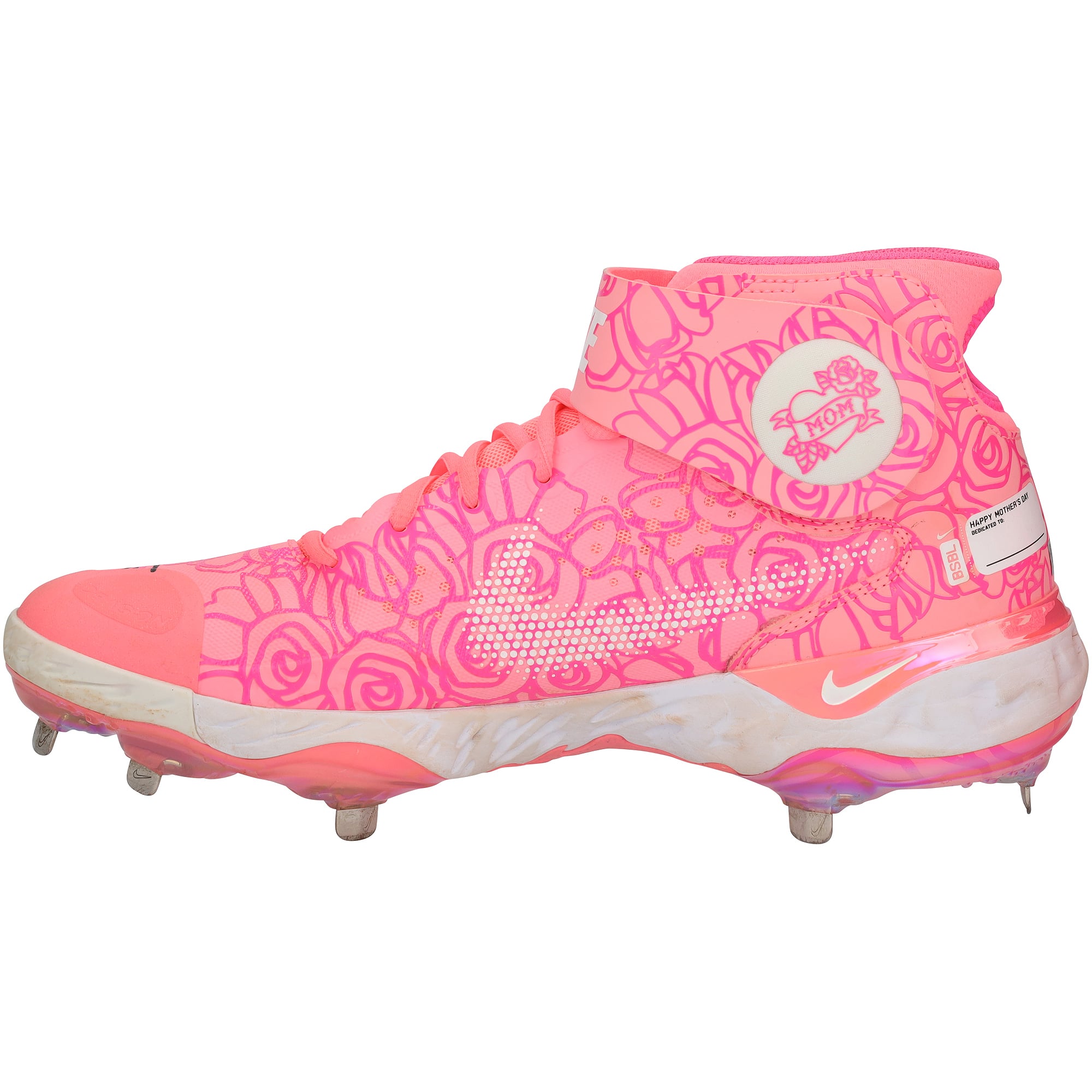 Christian Yelich Milwaukee Brewers Autographed Game-Used Pink Nike Cleats vs. Atlanta Braves on May 8, 2022 with "Game Used" Inscription