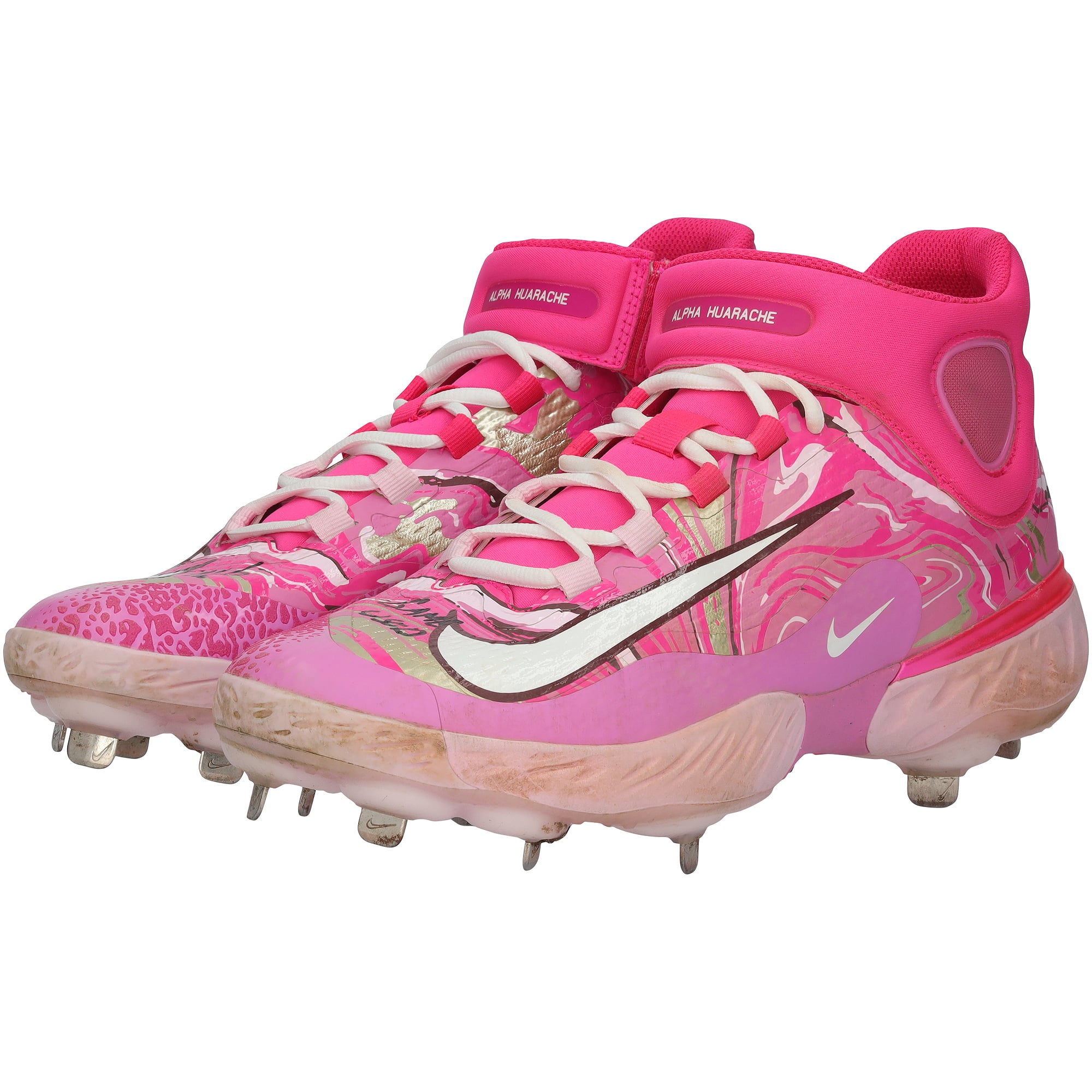 Christian Yelich Milwaukee Brewers Autographed Game-Used Pink Nike Cleats vs. St. Louis Cardinals on May 12, 2024 with "Game Used" Inscription