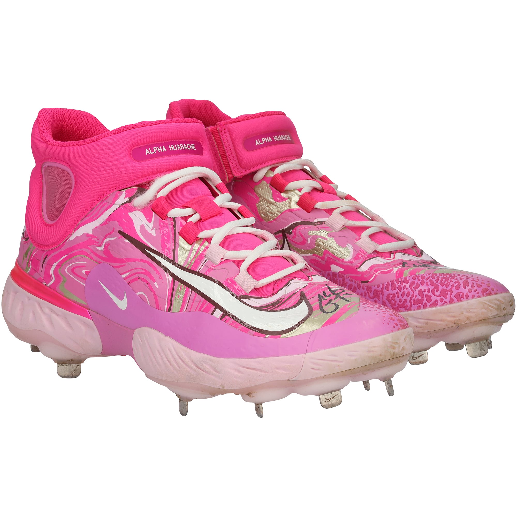 Christian Yelich Milwaukee Brewers Autographed Game-Used Pink Nike Cleats vs. St. Louis Cardinals on May 12, 2024 with "Game Used" Inscription