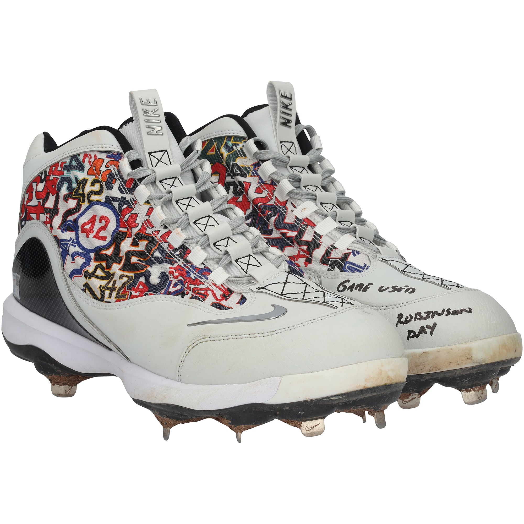 Christian Yelich Milwaukee Brewers Autographed Game-Used White Nike Cleats vs. Detroit Tigers on April 15, 2025 with Multiple Inscriptions