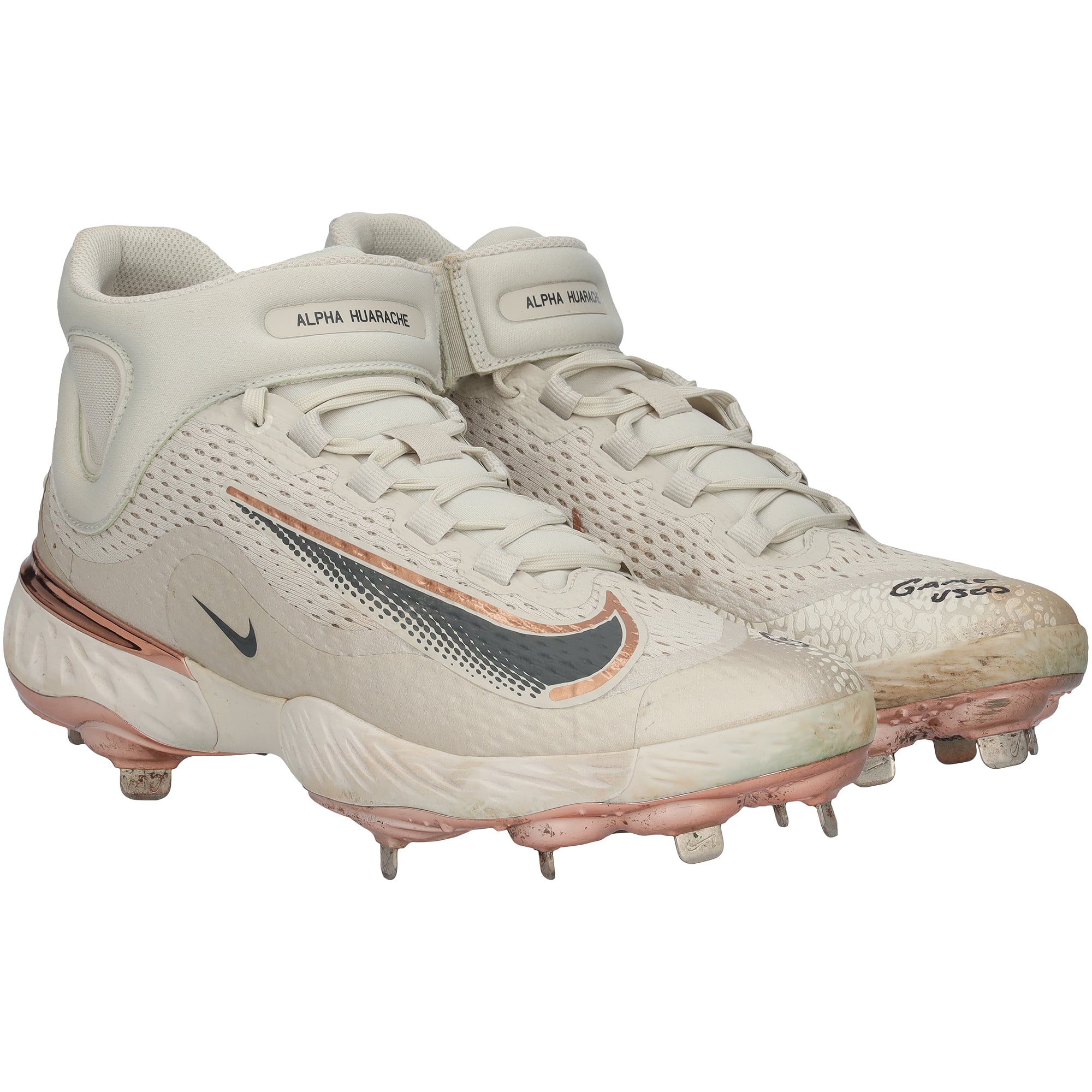 Christian Yelich Milwaukee Brewers Autographed Game-Used White Nike Cleats vs. San Diego Padres on April 15, 2023 with "Game Used" Inscription