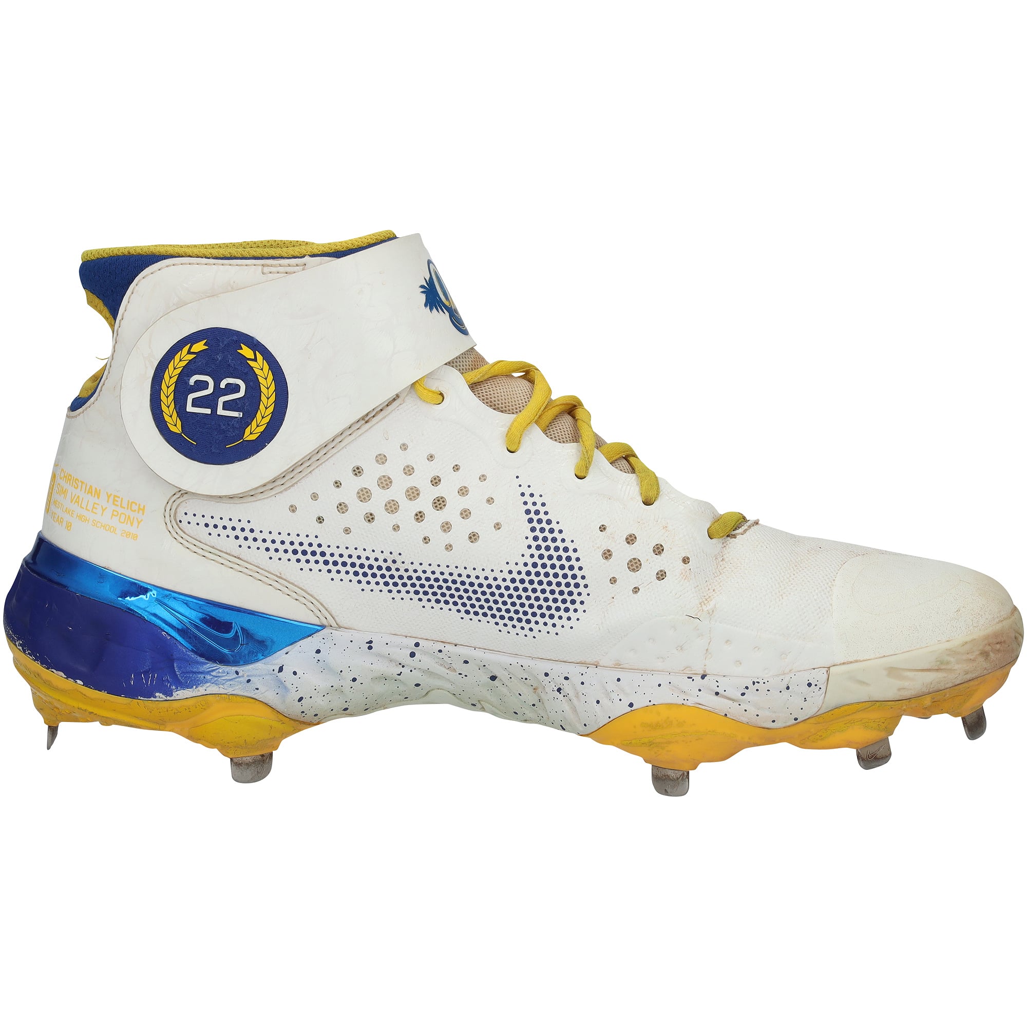 Christian Yelich Milwaukee Brewers Autographed Game-Used White Nike Cleats vs. St. Louis Cardinals on June 23, 2022 with "Game Used" Inscription