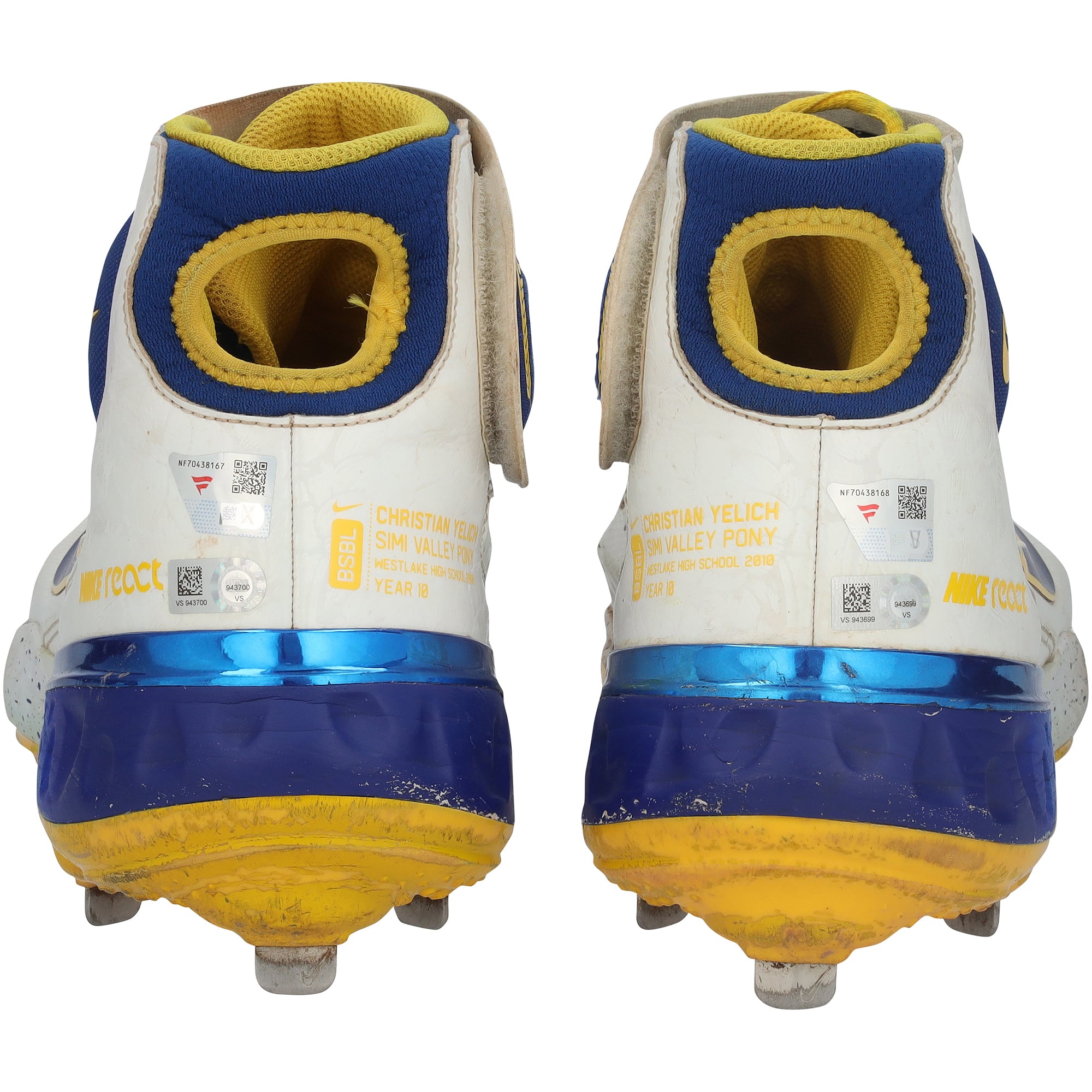 Christian Yelich Milwaukee Brewers Autographed Game-Used White Nike Cleats vs. St. Louis Cardinals on June 23, 2022 with "Game Used" Inscription