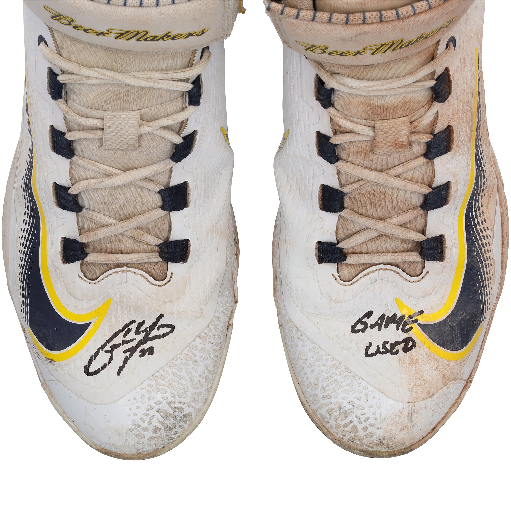 Christian Yelich Milwaukee Brewers Autographed Game-Used White Nike Cleats vs. St. Louis Cardinals on September 28, 2023 with "Game Used" Inscription
