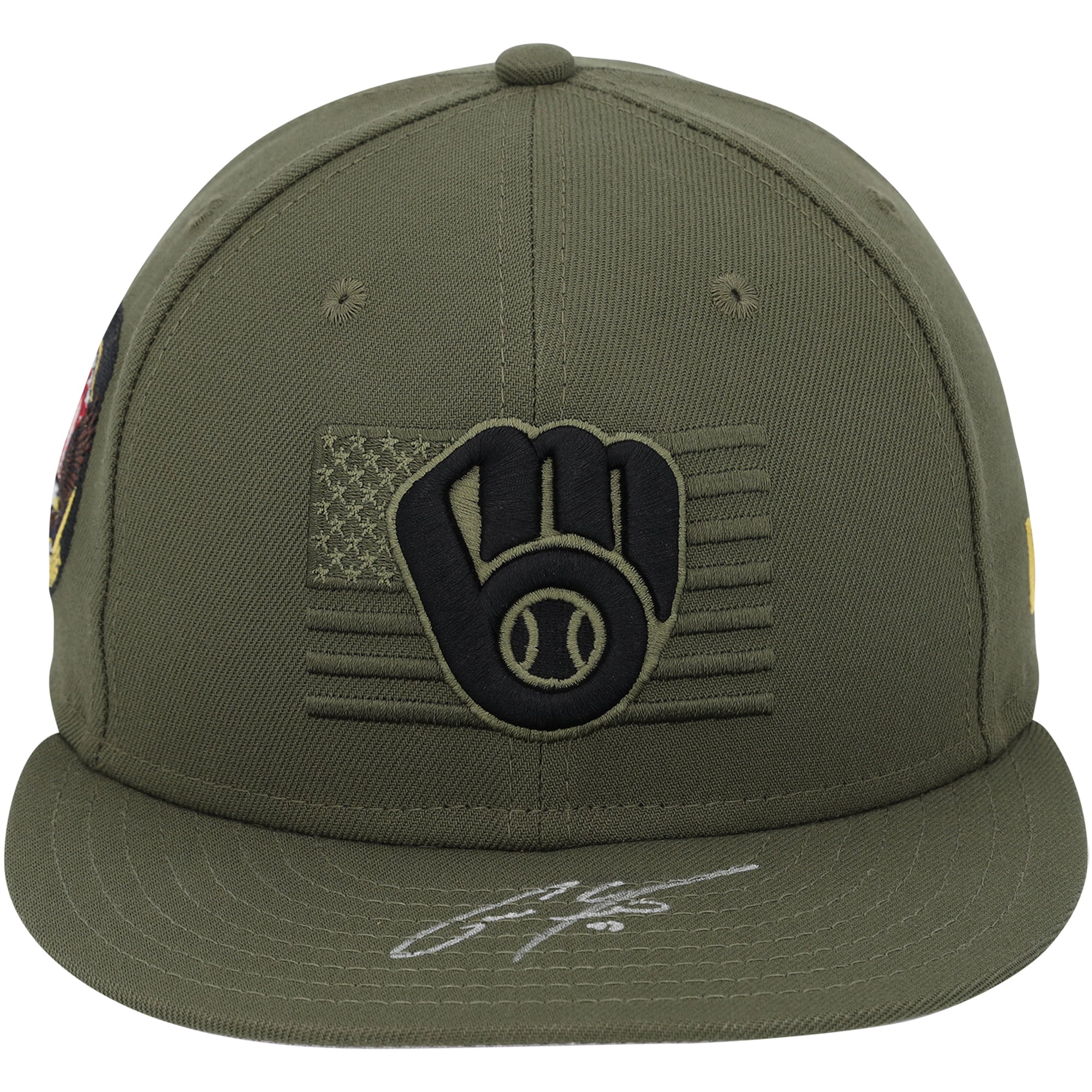 Casquette verte autographiée par Christian Yelich, joueur des Brewers de Milwaukee, saison 2023 de la MLB