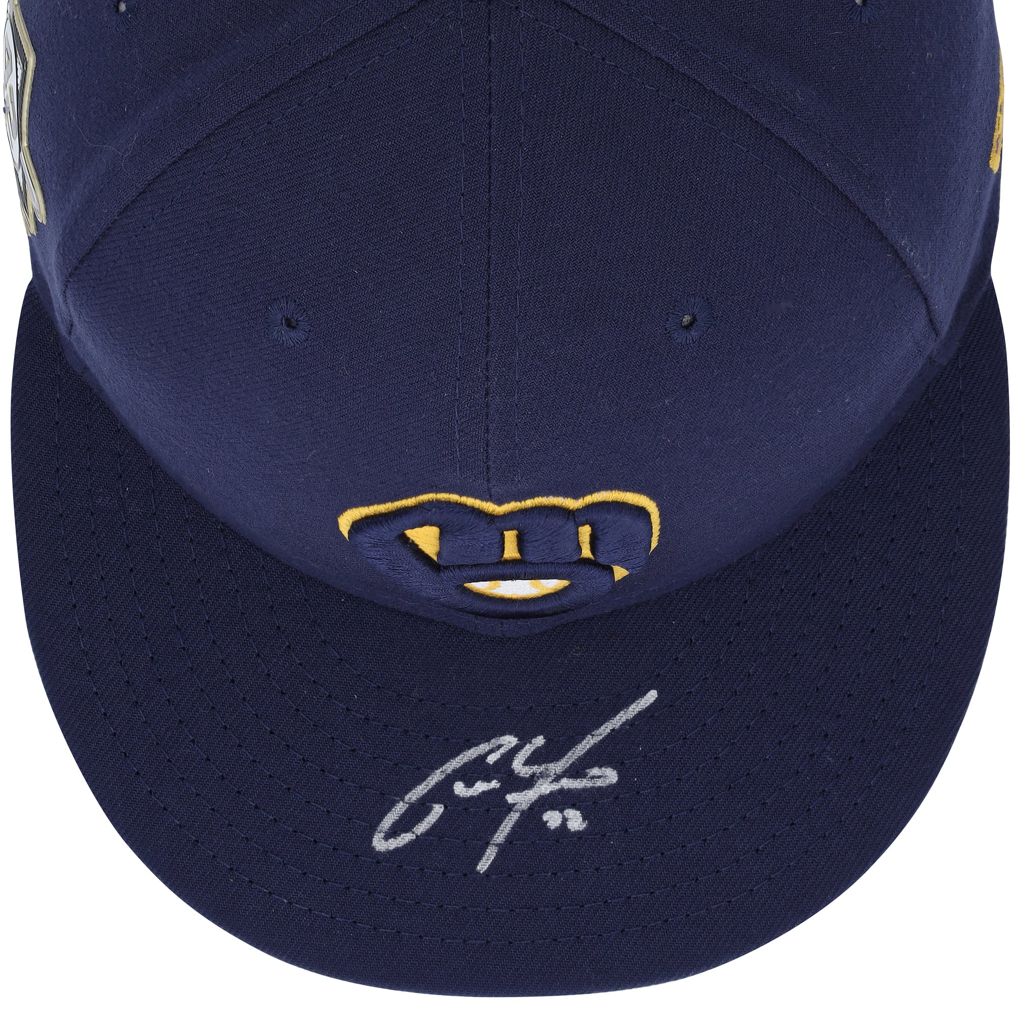 Casquette bleu marine autographiée par Christian Yelich, joueur des Milwaukee Brewers