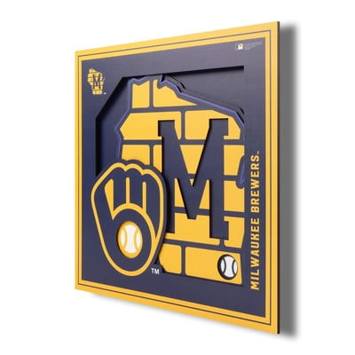 Milwaukee Brewers Fanpoint 12'' x 12'' 3D Logo Wall Art