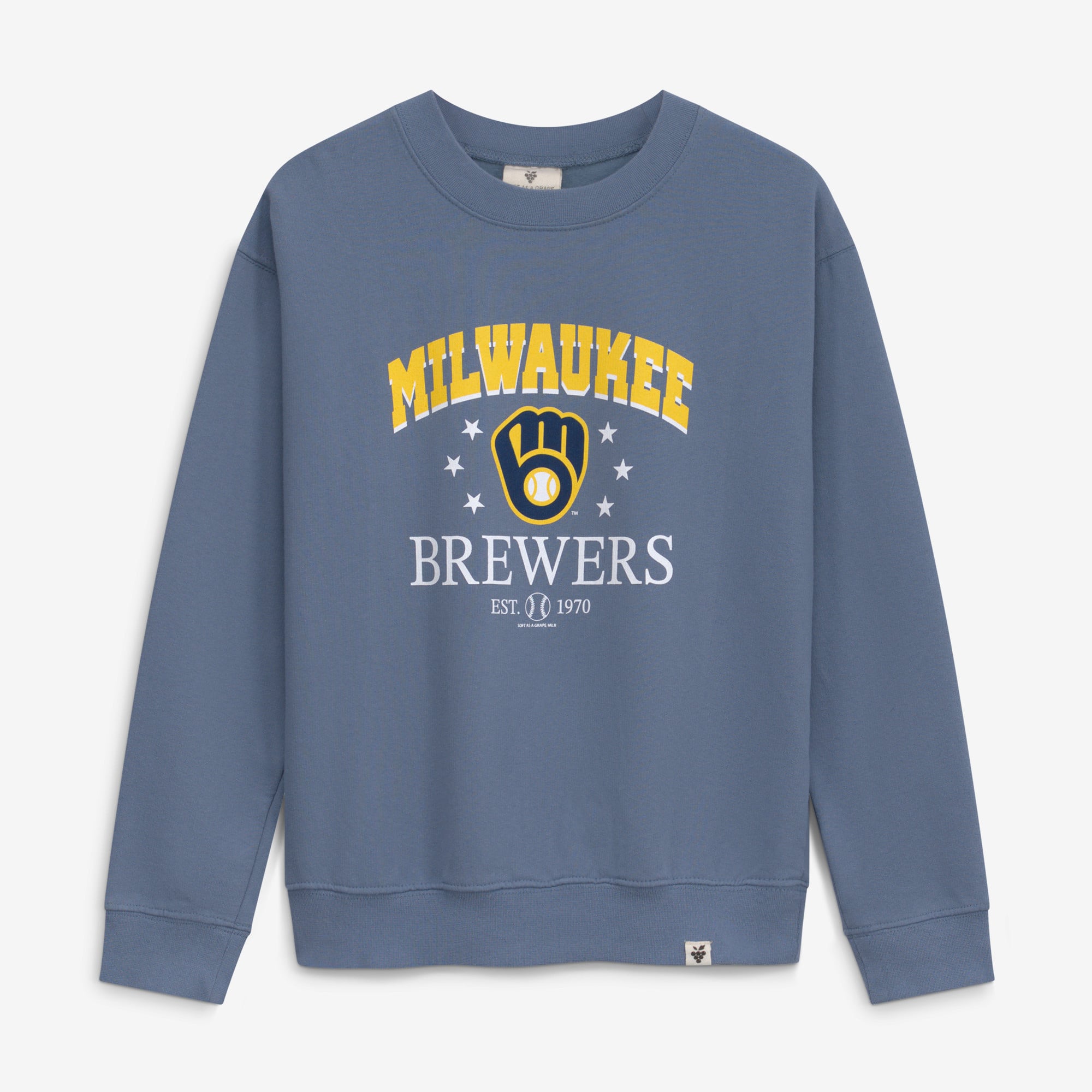 Girls Youth Soft as a Grape  Navy Milwaukee Brewers Pigment Dyed Sweatshirt