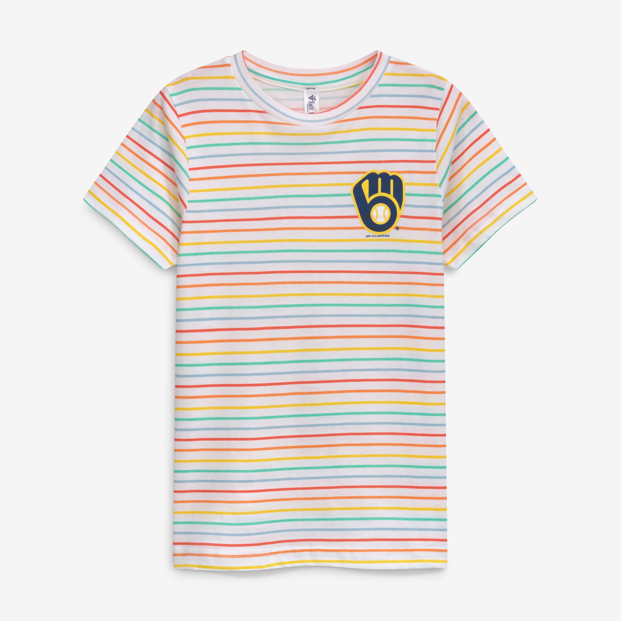 Girls Youth Soft as a Grape White Milwaukee Brewers Striped T-Shirt