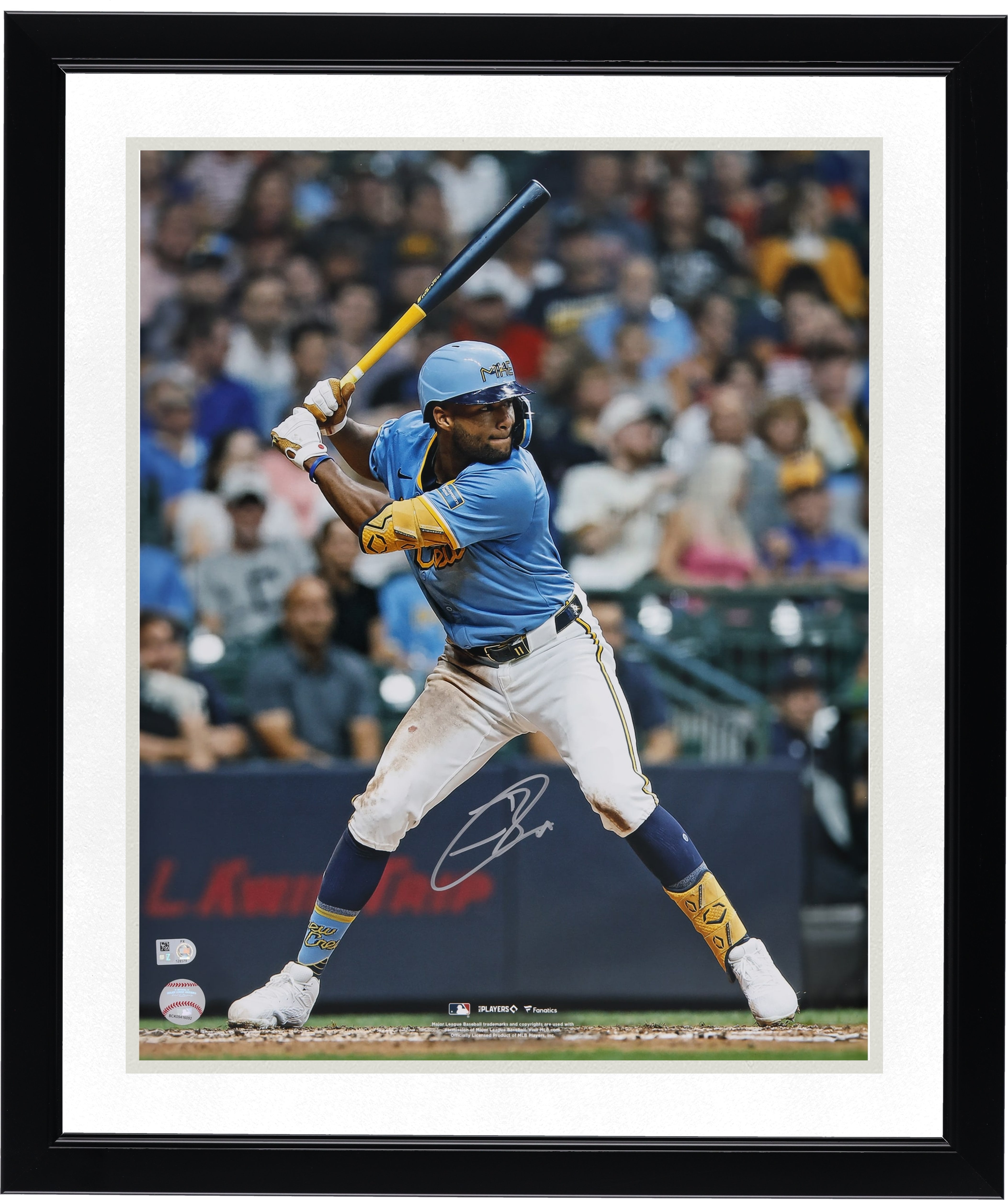 Photo de Jackson Chourio, joueur des Brewers de Milwaukee, autographiée (16" x 20").