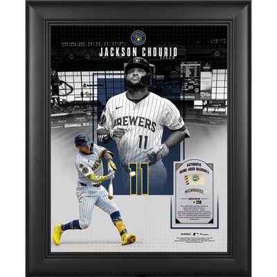 Jackson Chourio Milwaukee Brewers Fanatics Authentic Framed 11" x 14" Showcase Collage with a Piece of Game-Used Ball - Limited Edition of 250