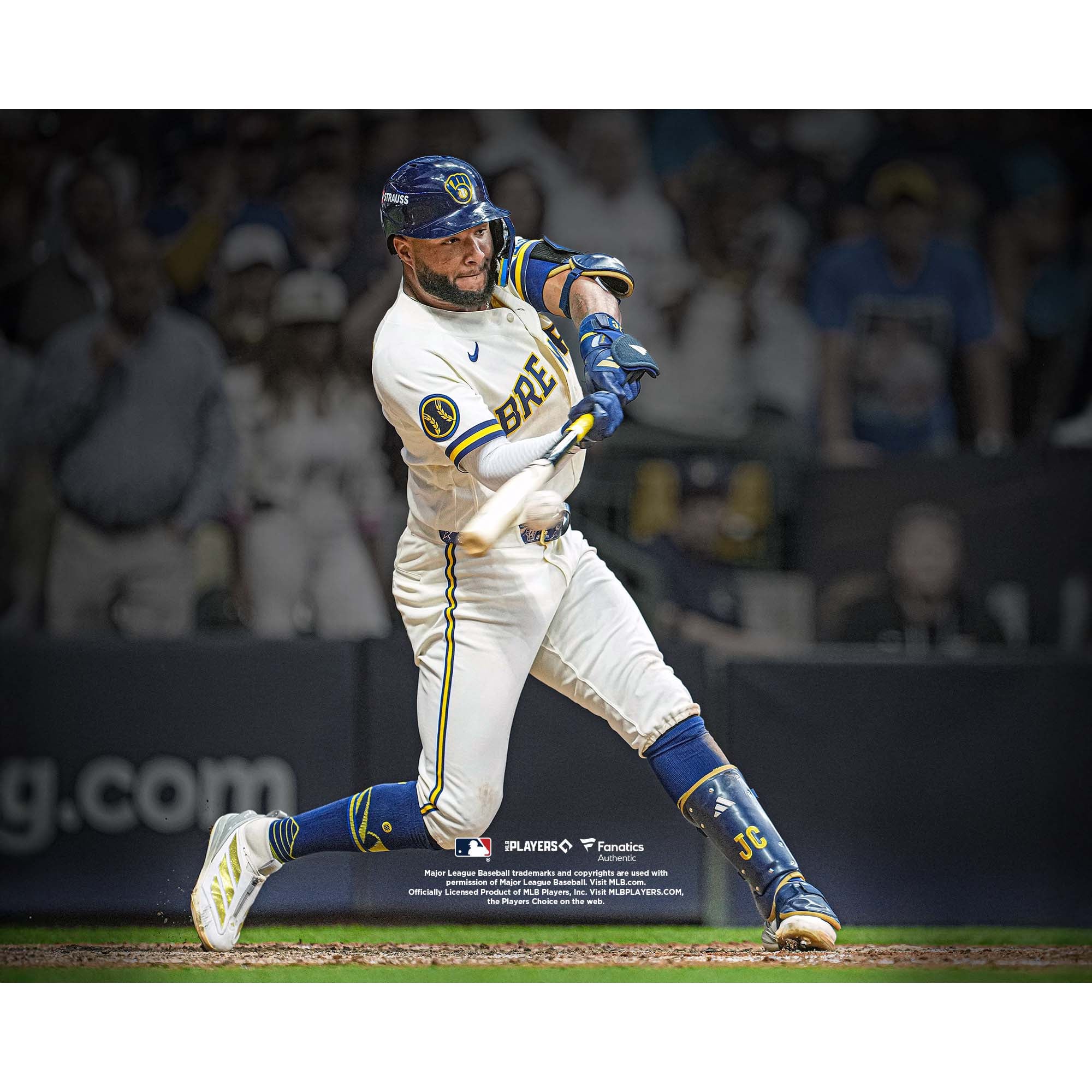 Photo de Jackson Chourio, joueur non signé des Brewers Milwaukee, lors du deuxième match la série division Ligue nationale 2026 (deux points marqués en fin match)