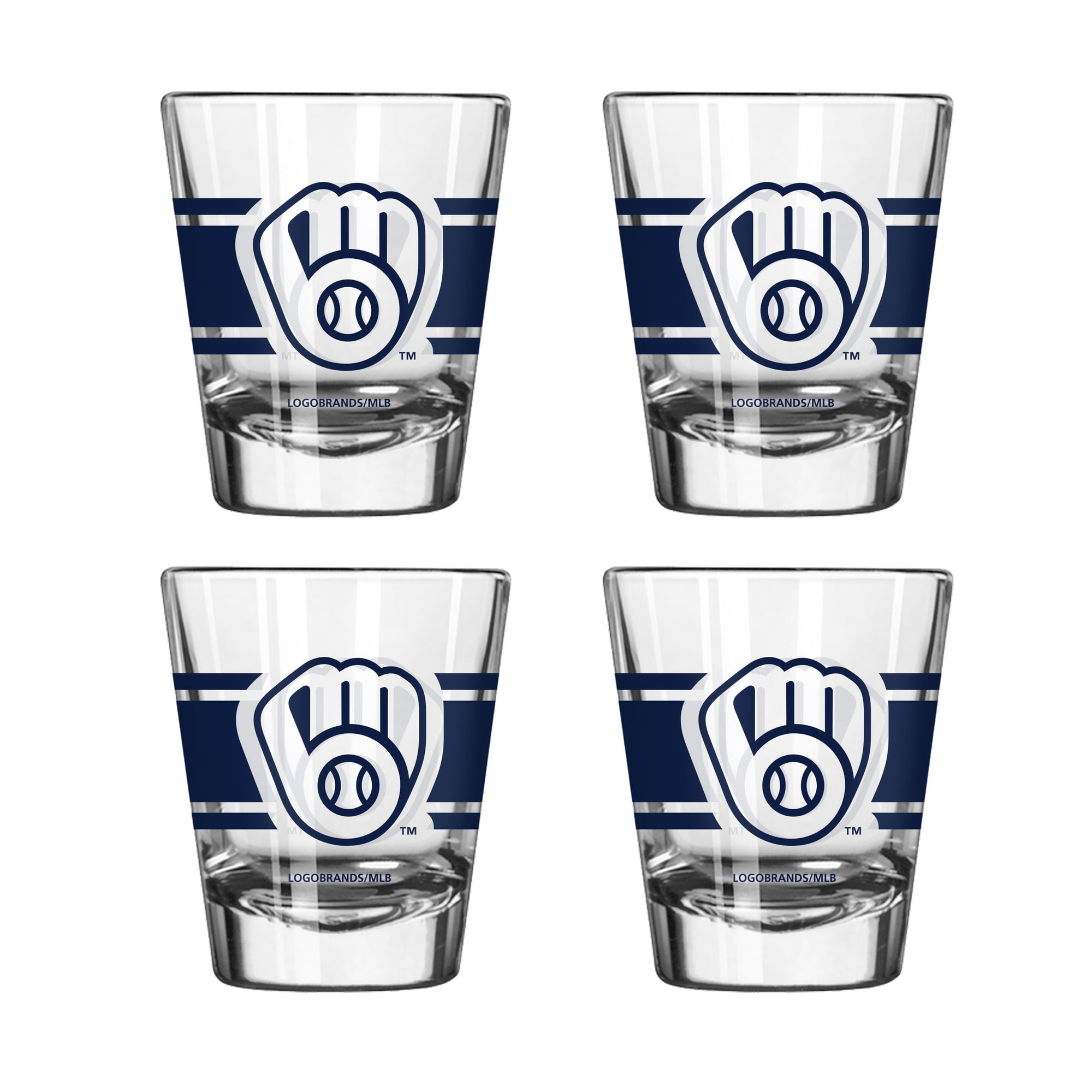 Logo Brands Milwaukee Brewers Four-Piece Stripe Shot Glass Set