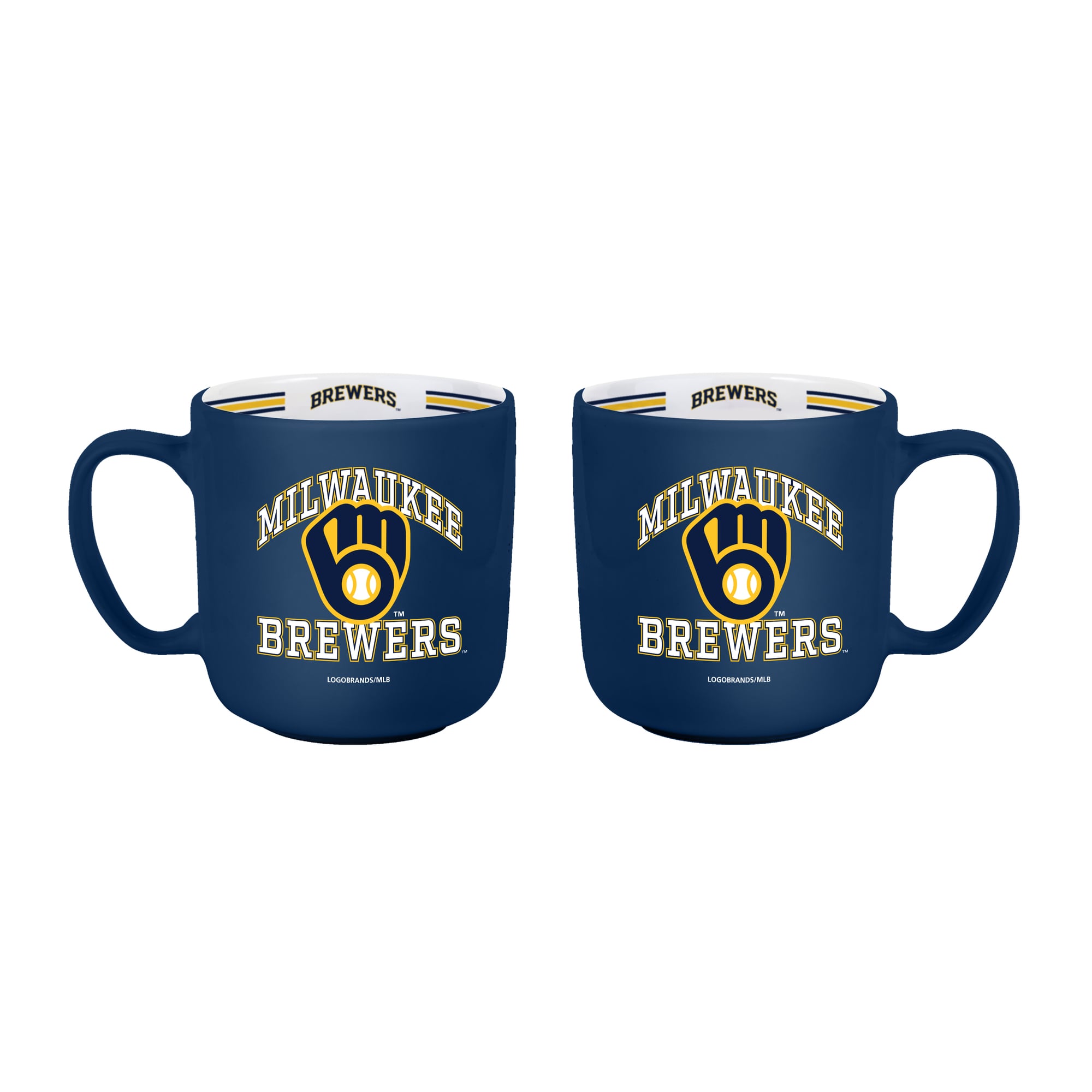 Ensemble de deux tasses rayées Logo Brands Milwaukee Brewers de 44 cl