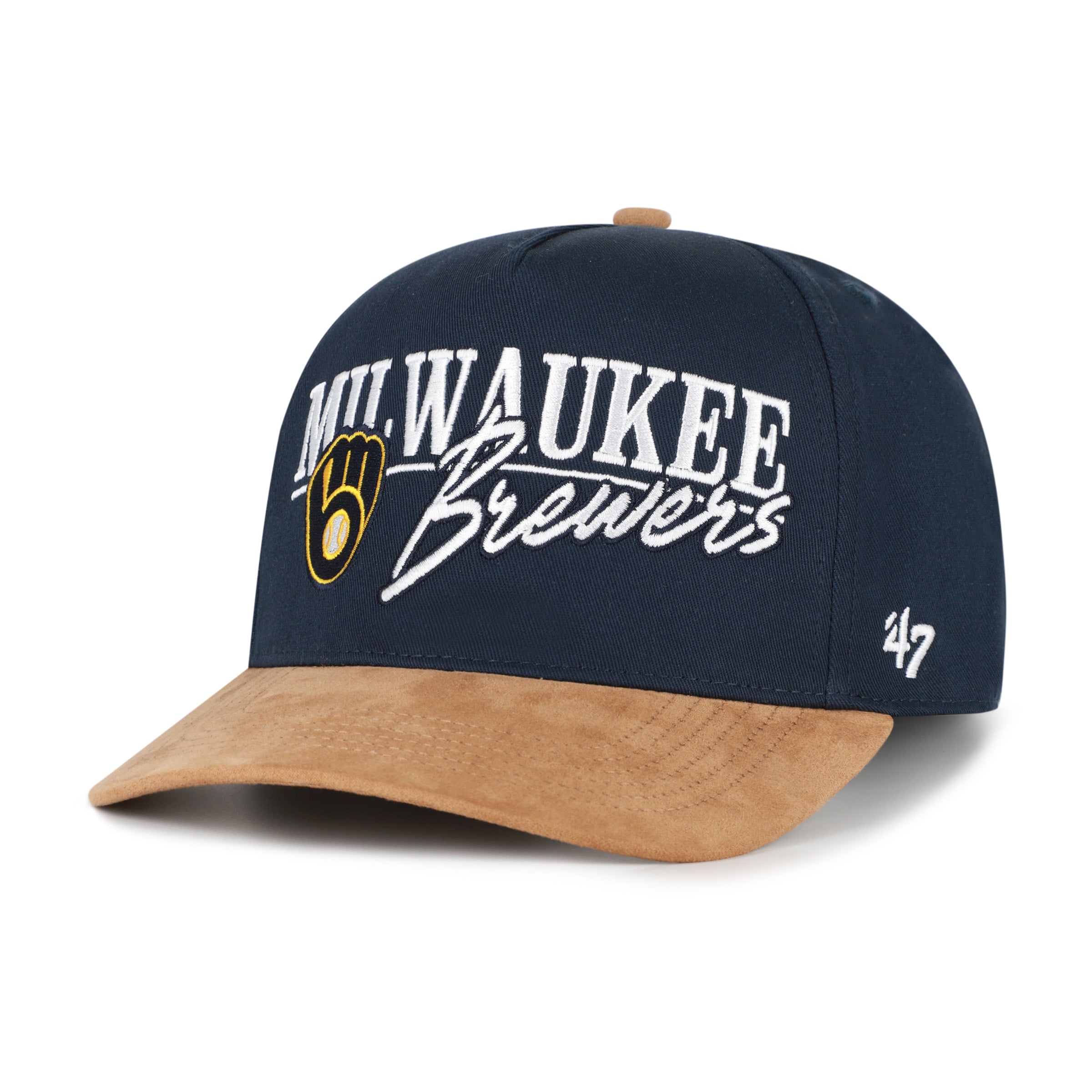 Casquette ajustable Milwaukee Brewers Scribe Line Hitch, modèle 47, bleu marine/marron clair