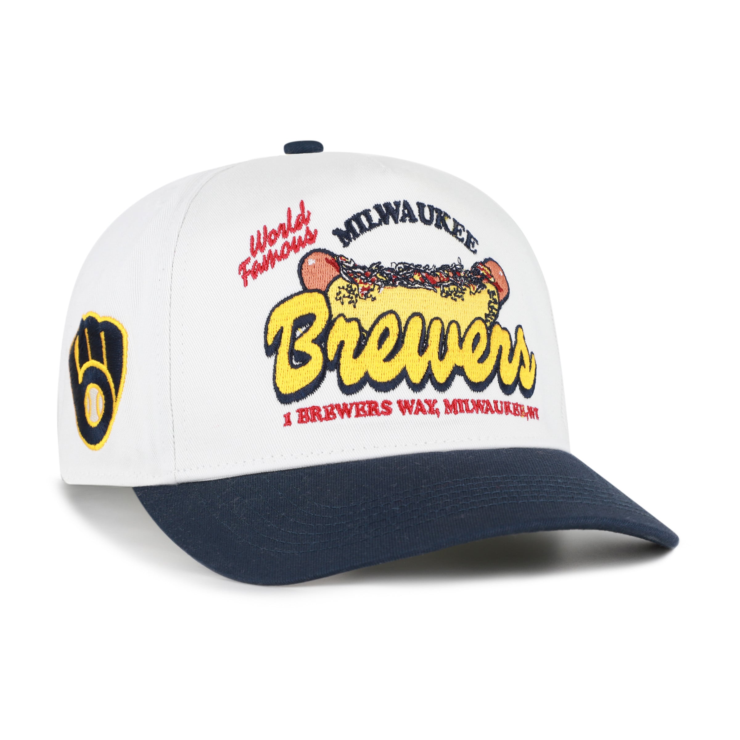 Casquette ajustable Milwaukee Brewers '47 blanche/marine, collection Glizzy, modèle Hitch