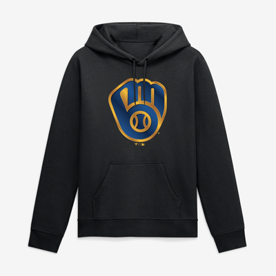 Milwaukee Brewers Big & Tall Metallic Mascot Hoodie - Black