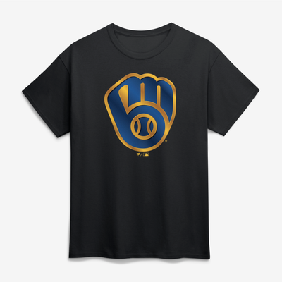 Milwaukee Brewers Big & Tall Metallic Mascot T-Shirt - Black
