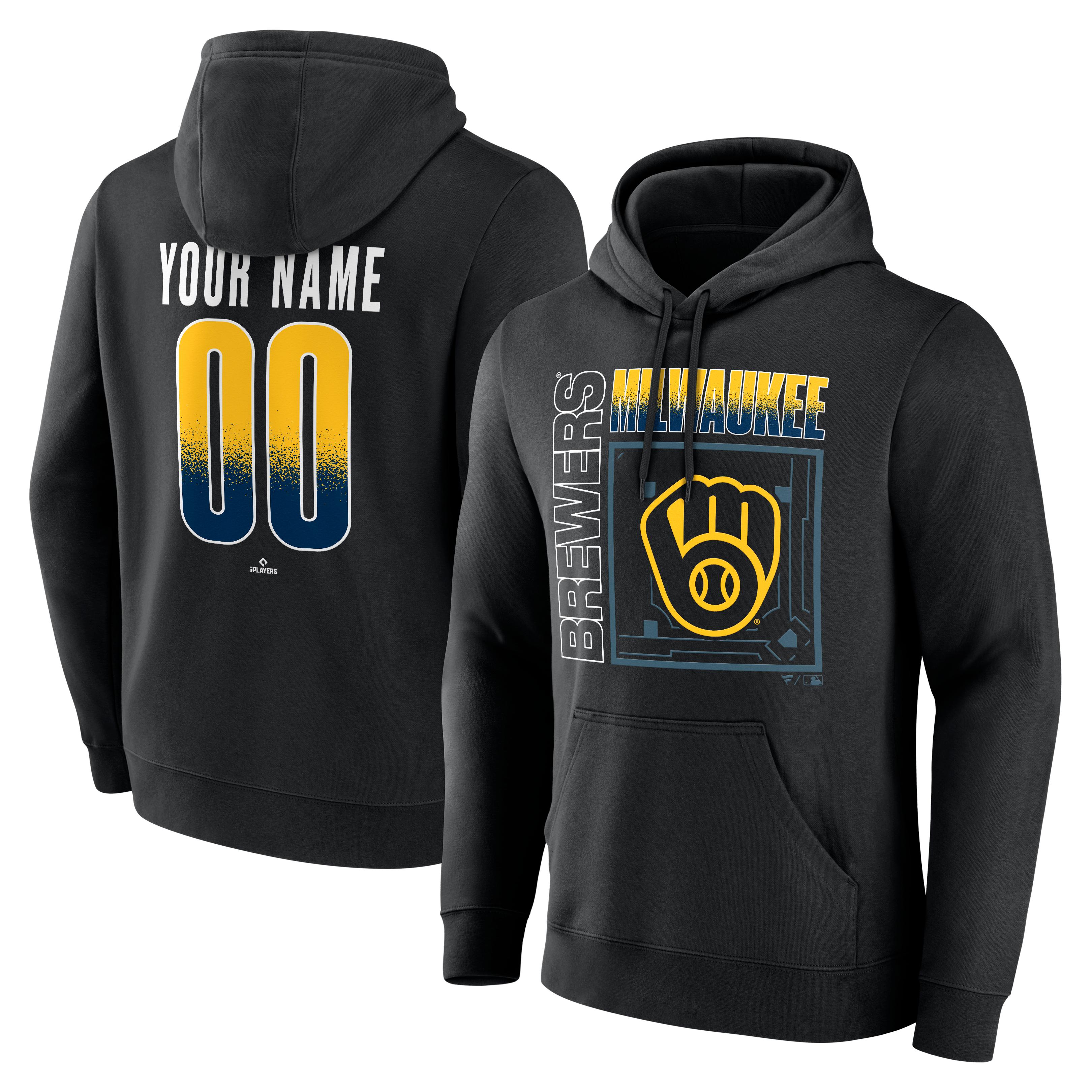 Men's Black Milwaukee Brewers Home Field Pop Personalized Name & Number Hoodie