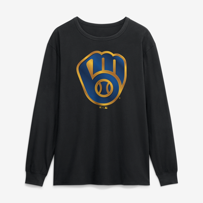 Milwaukee Brewers  Metallic Mascot Long Sleeve T-Shirt - Black