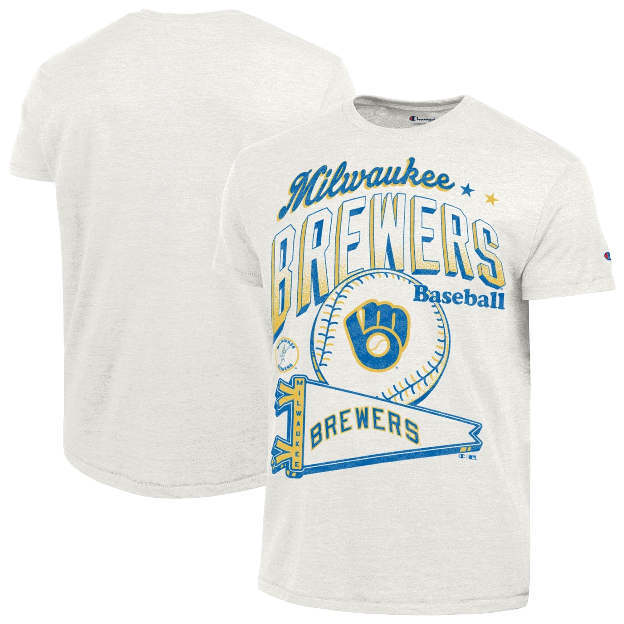 T-shirt Champion Cream Milwaukee Brewers Winning Tradition Cooperstown Collection Tri-Blend pour homme