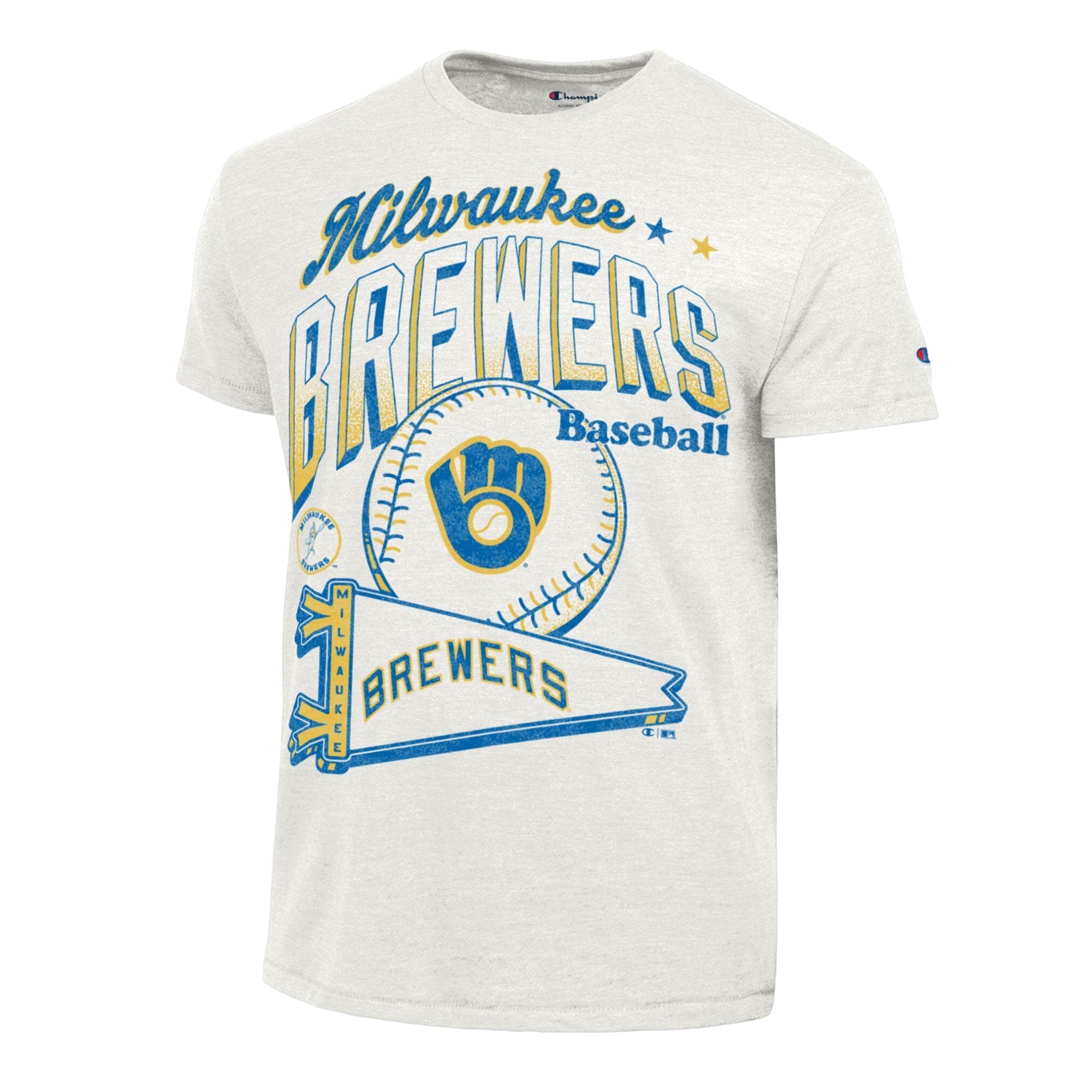 T-shirt Champion Cream Milwaukee Brewers Winning Tradition Cooperstown Collection Tri-Blend pour homme
